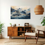 GOLDEN MOUNTAIN FOG Selbstklebendes Horizontal-Poster