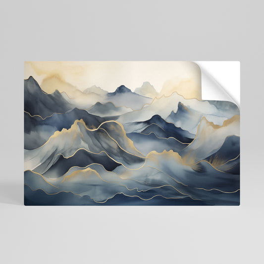 GOLDEN MOUNTAIN FOG Selbstklebendes Horizontal-Poster