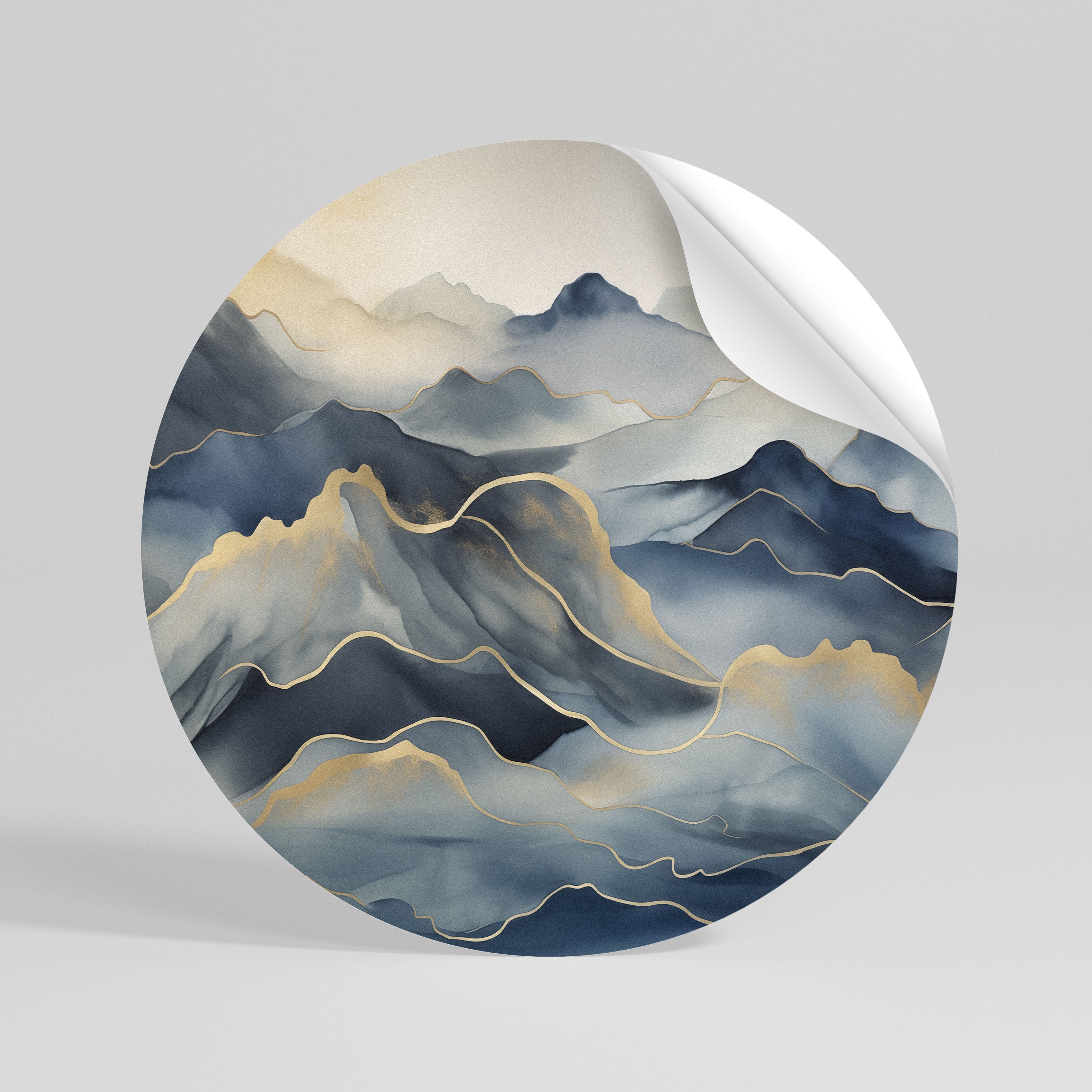 GOLDEN MOUNTAIN FOG Runder Wandsticker zum Abziehen und Aufkleben