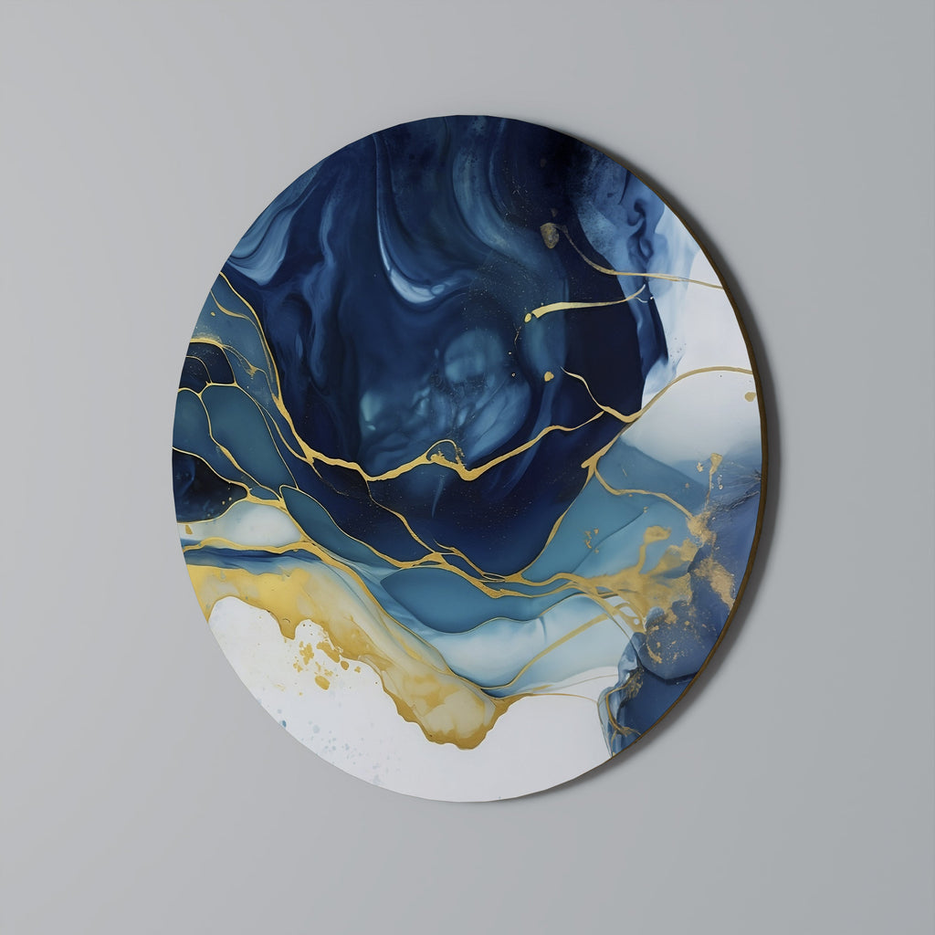 Azurblaues Alpenglühen, runde Wandkunst