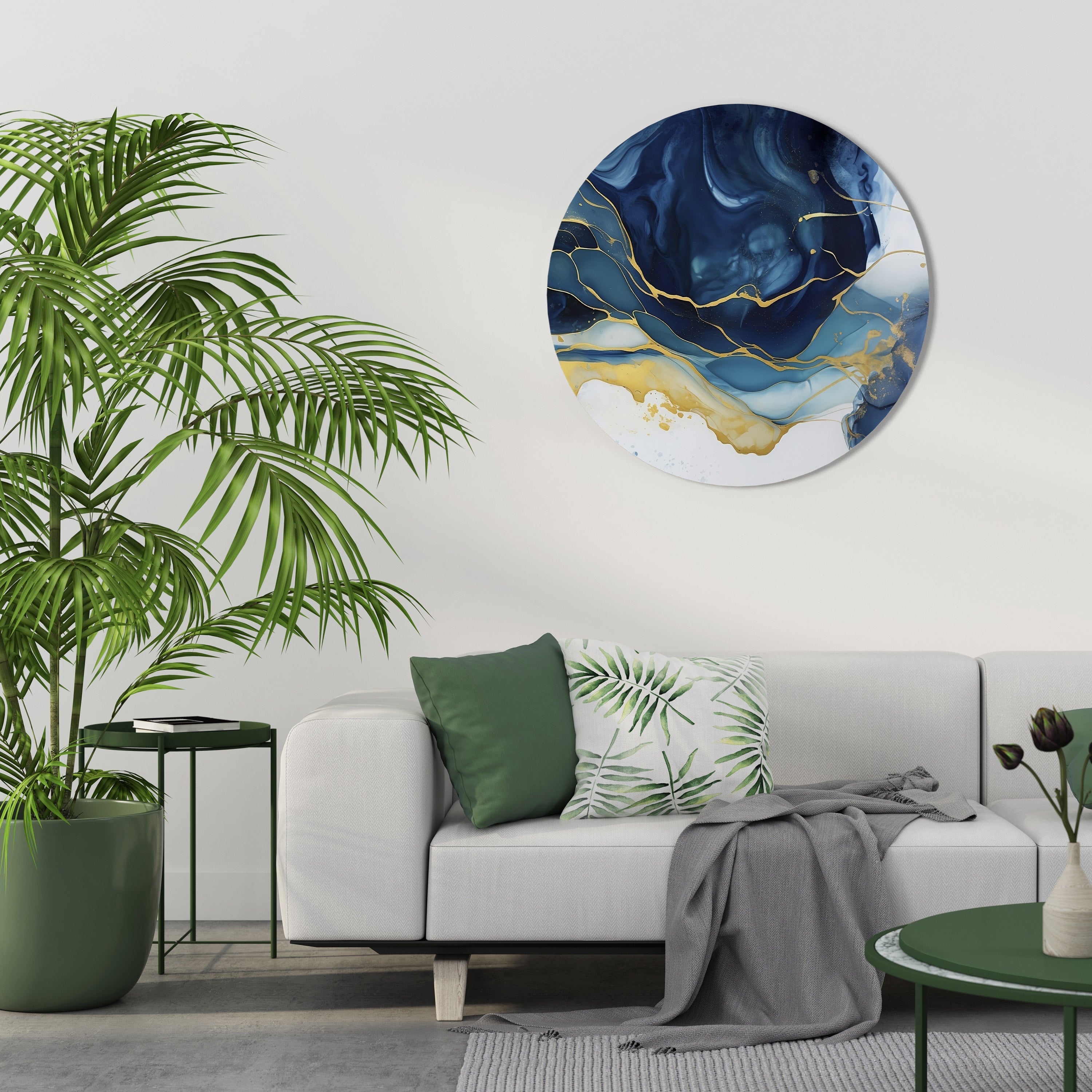 Azurblaues Alpenglühen, runde Wandkunst