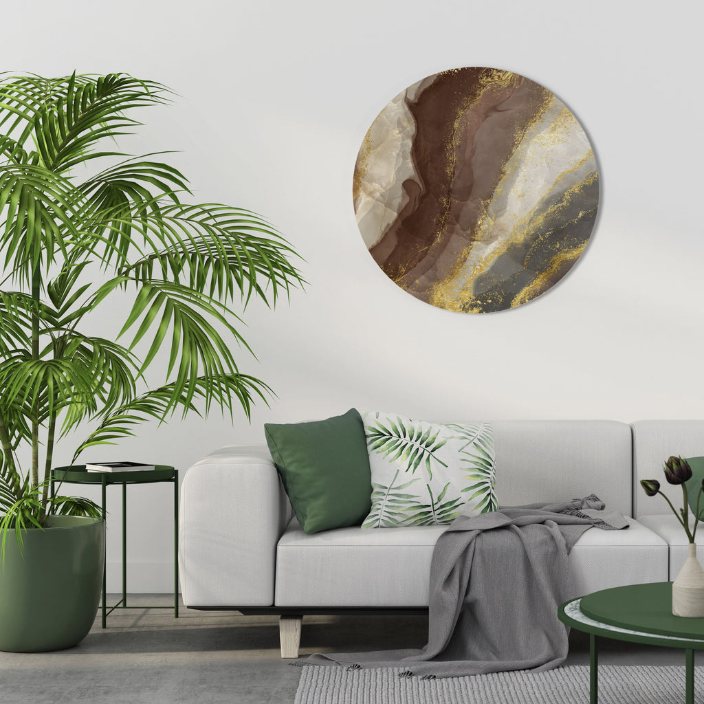Runde Wandkunst „Marmorierte Eleganz“