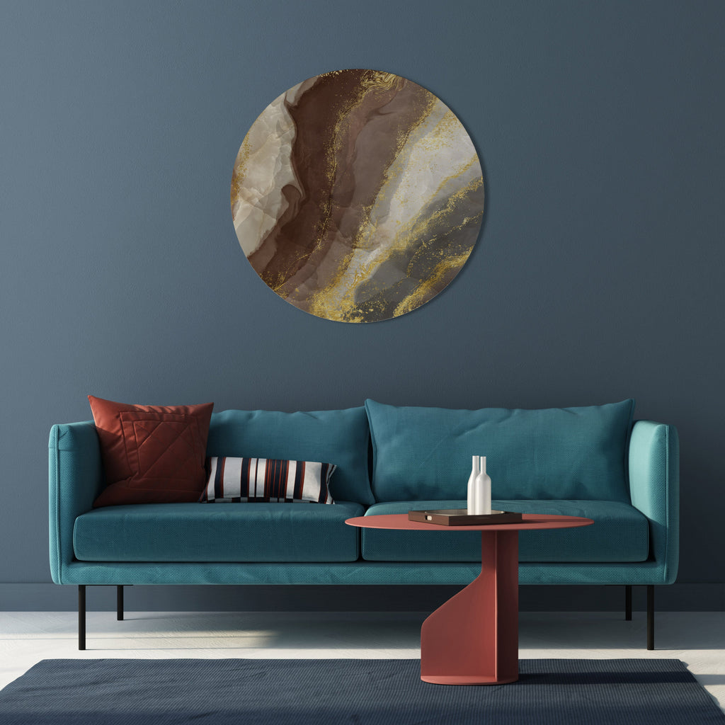 Runde Wandkunst „Marmorierte Eleganz“