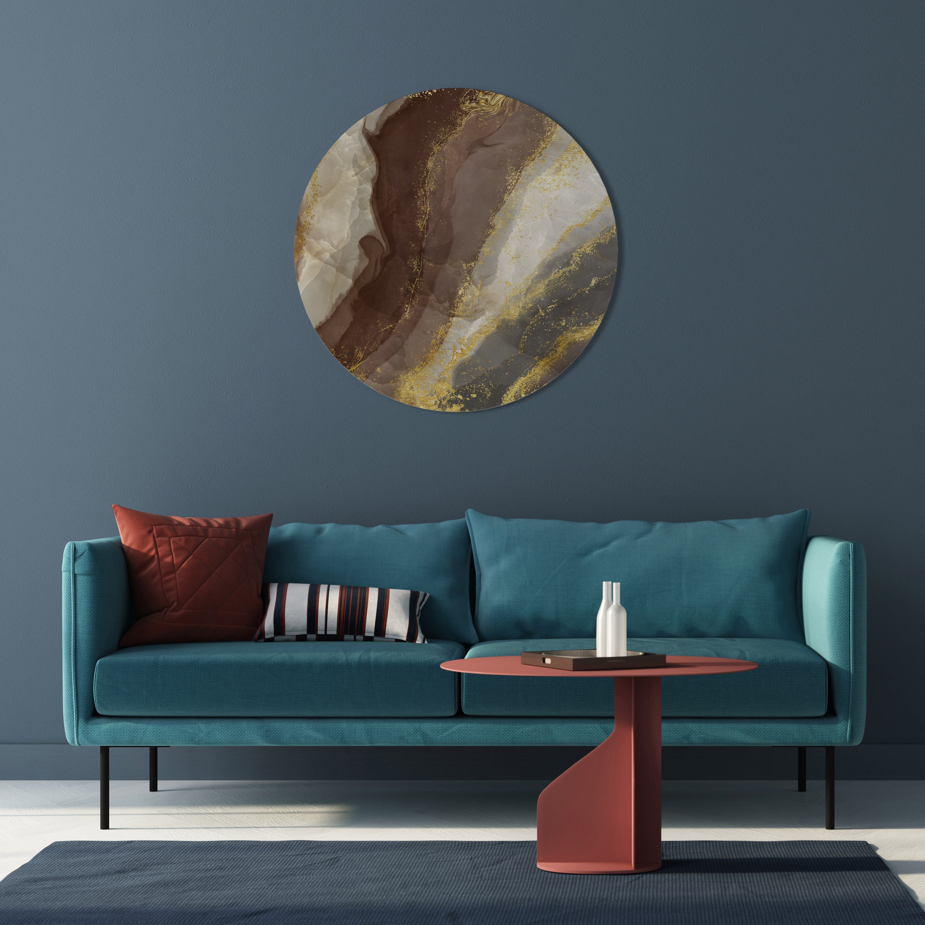 Runde Wandkunst „Marmorierte Eleganz“