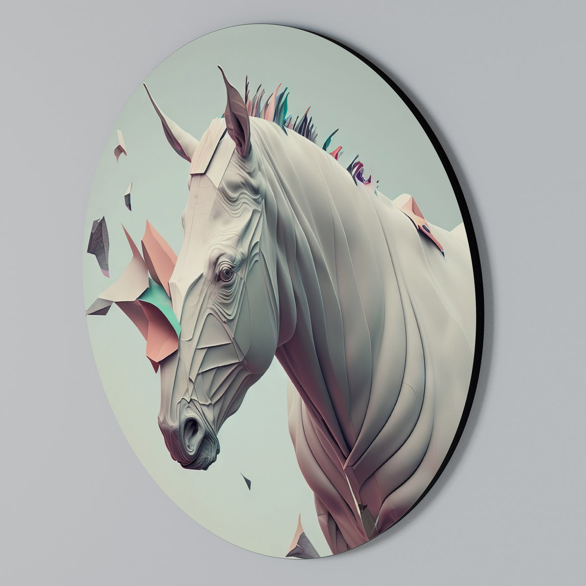 FUTURISTIC HORSE Rundes Wandbild