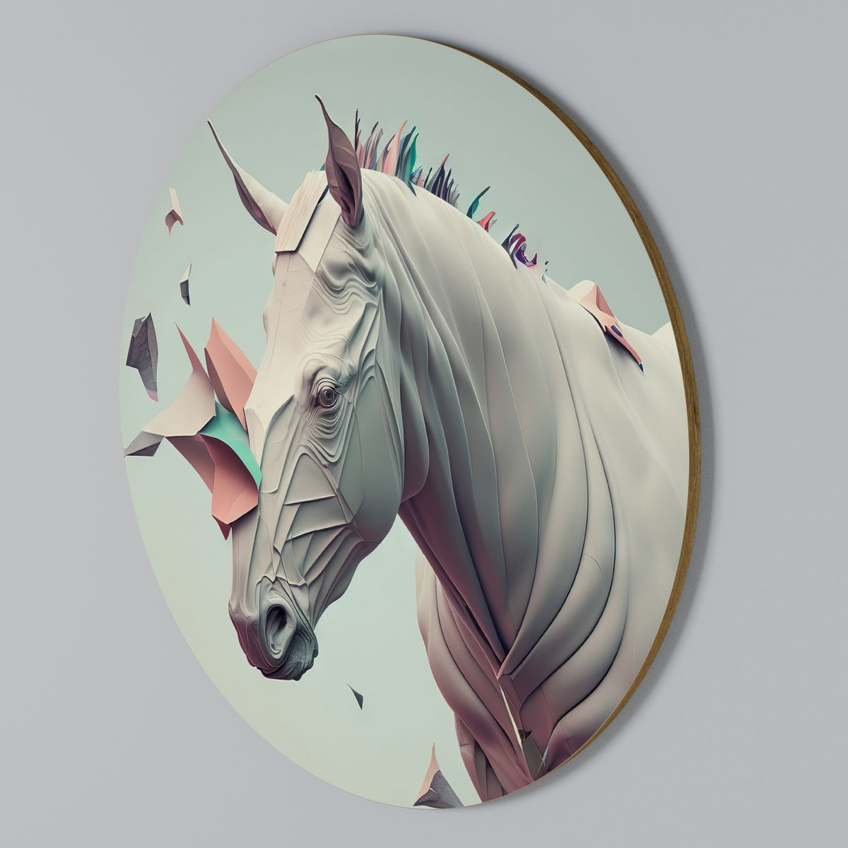 FUTURISTIC HORSE Rundes Wandbild