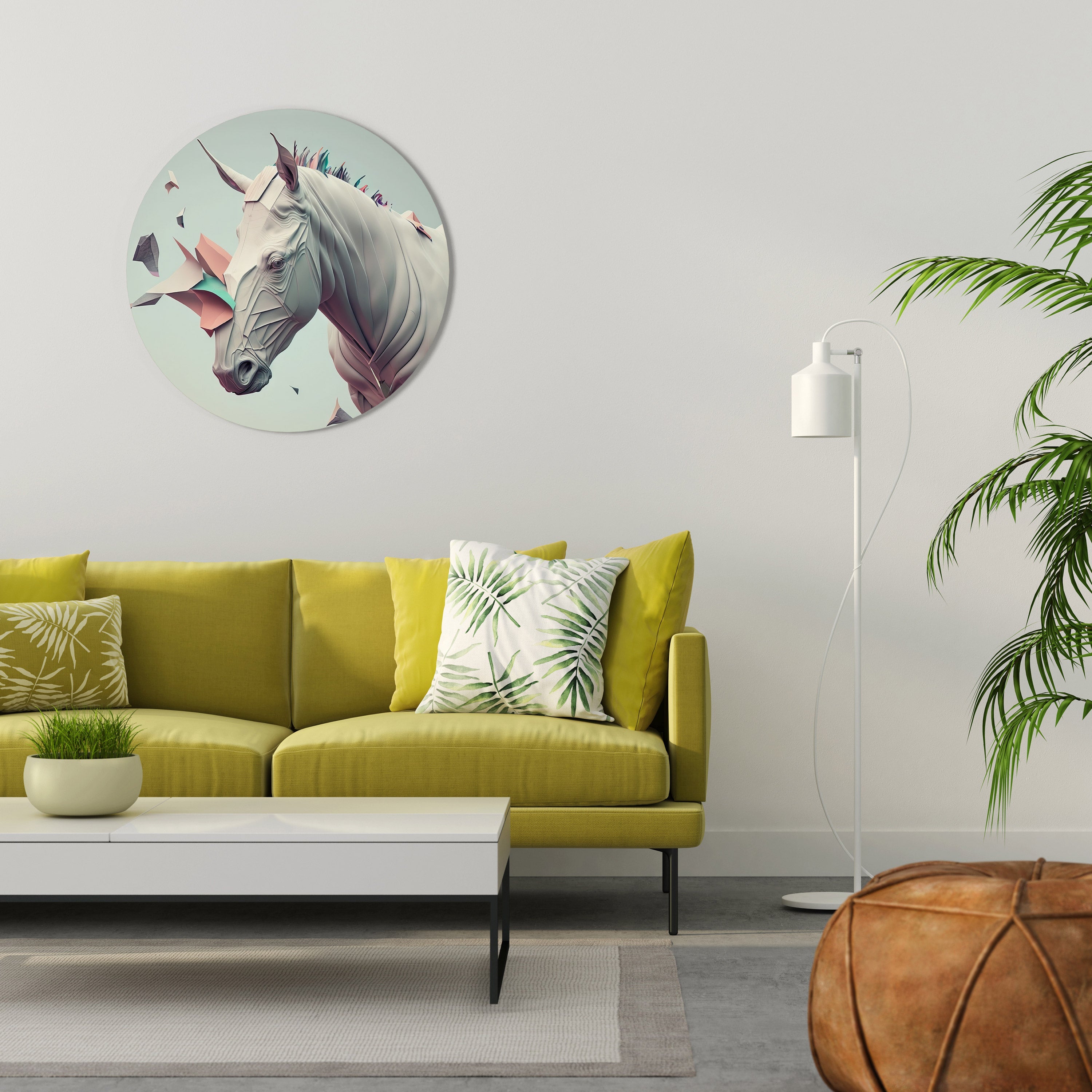 FUTURISTISCHES PFERD Runde Wandkunst