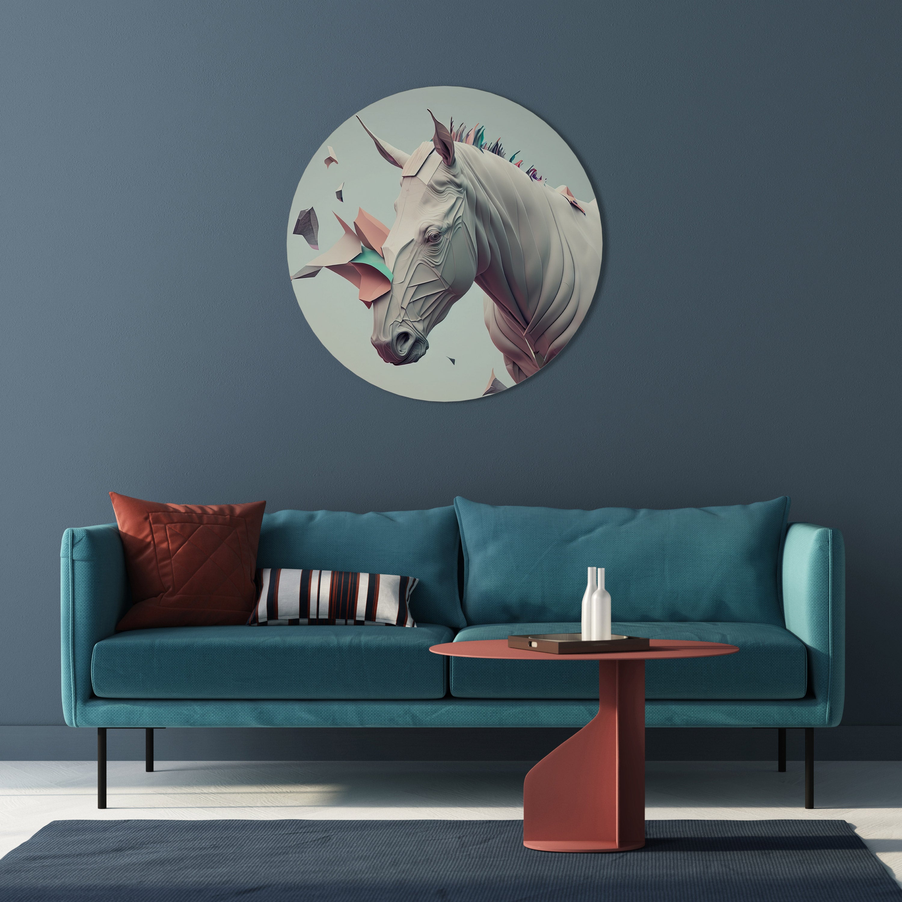 FUTURISTISCHES PFERD Runde Wandkunst