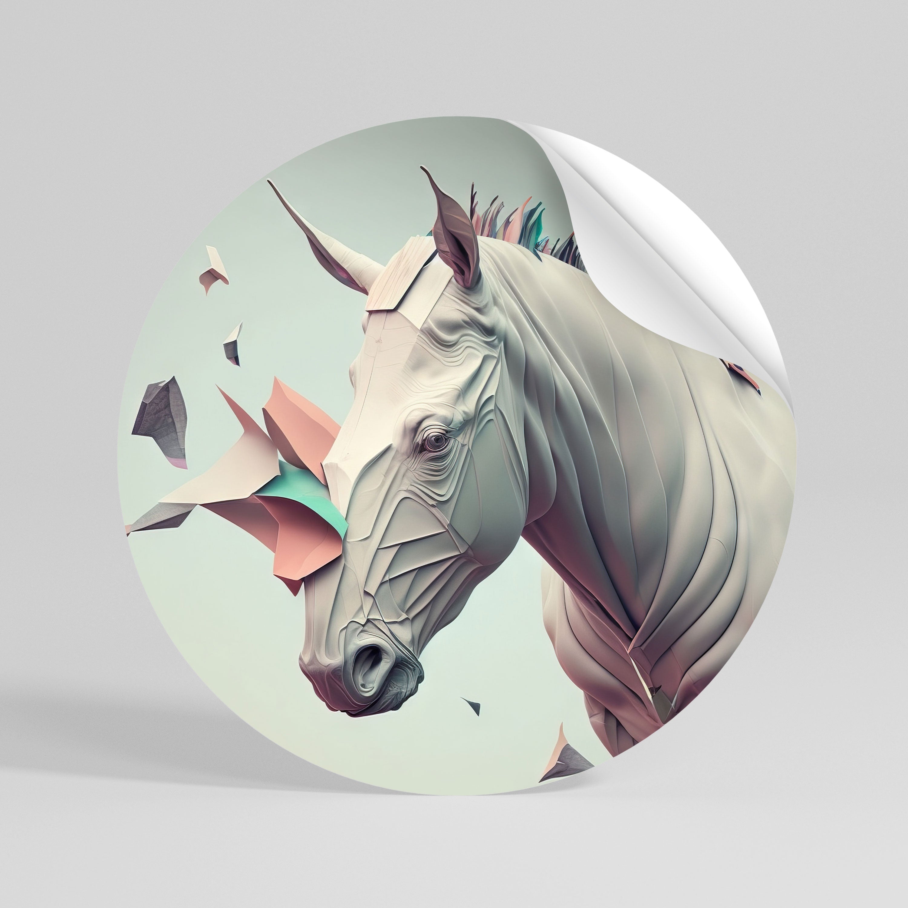 FUTURISTIC HORSE Runder Wandsticker zum Abziehen und Aufkleben