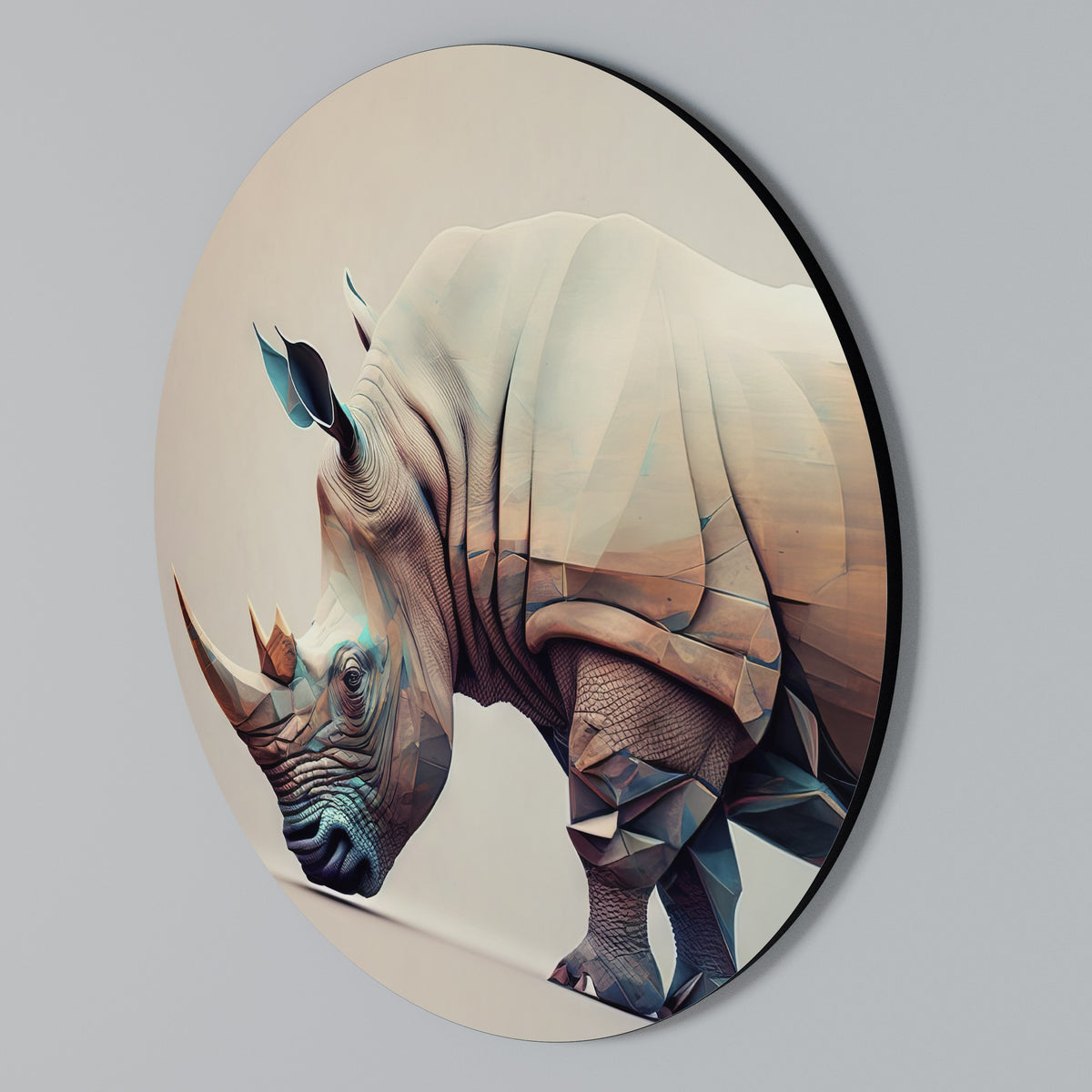 FUTURISTIC RHINO Rundes Wandbild