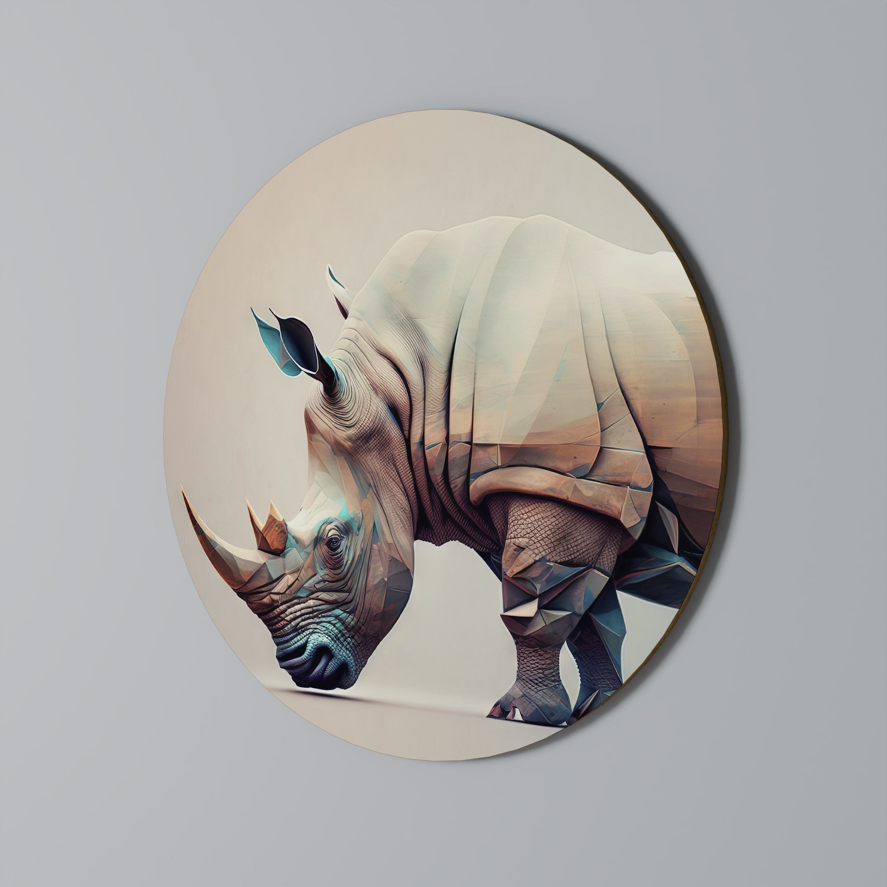 FUTURISTISCHES NASHORN Runde Wandkunst