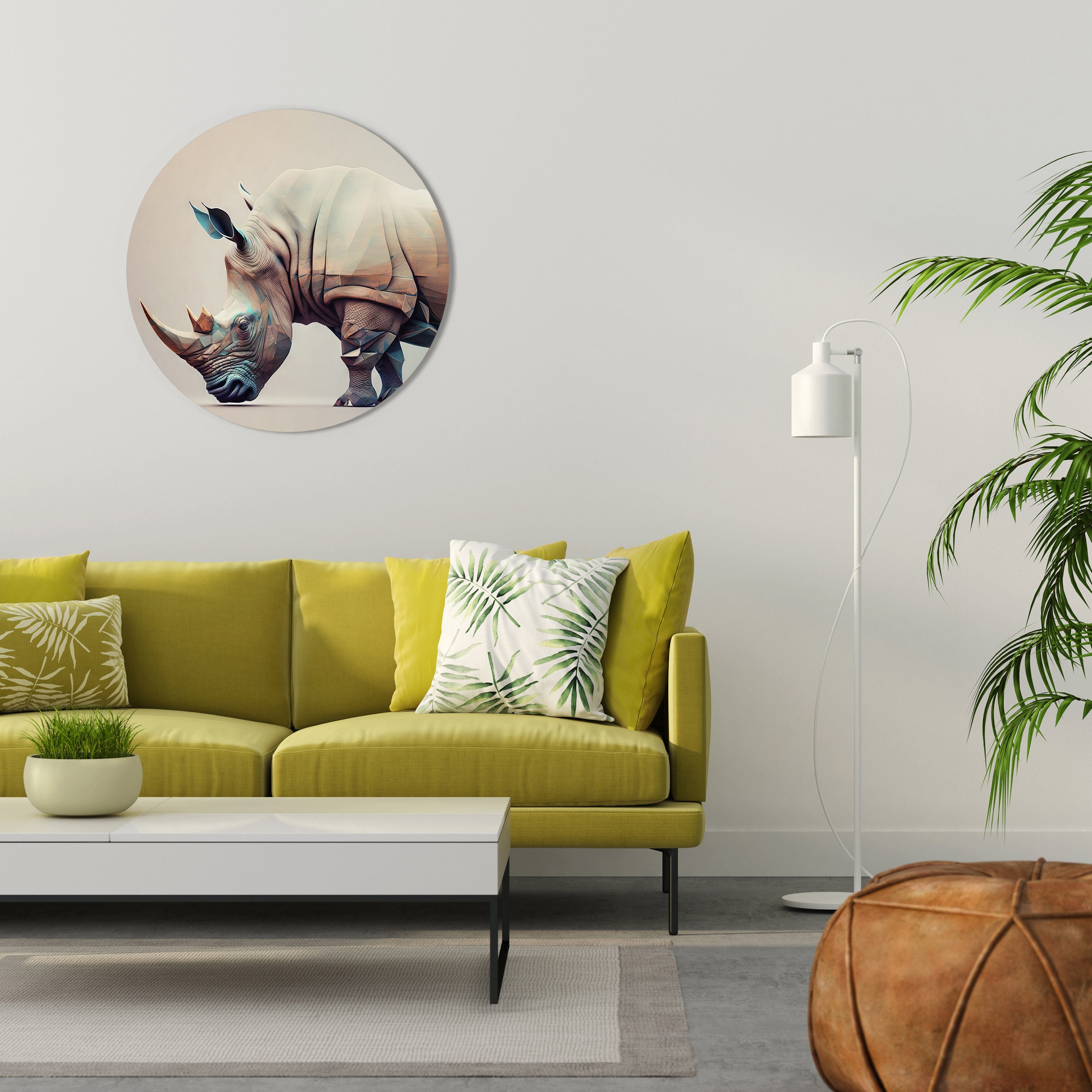 FUTURISTISCHES NASHORN Runde Wandkunst
