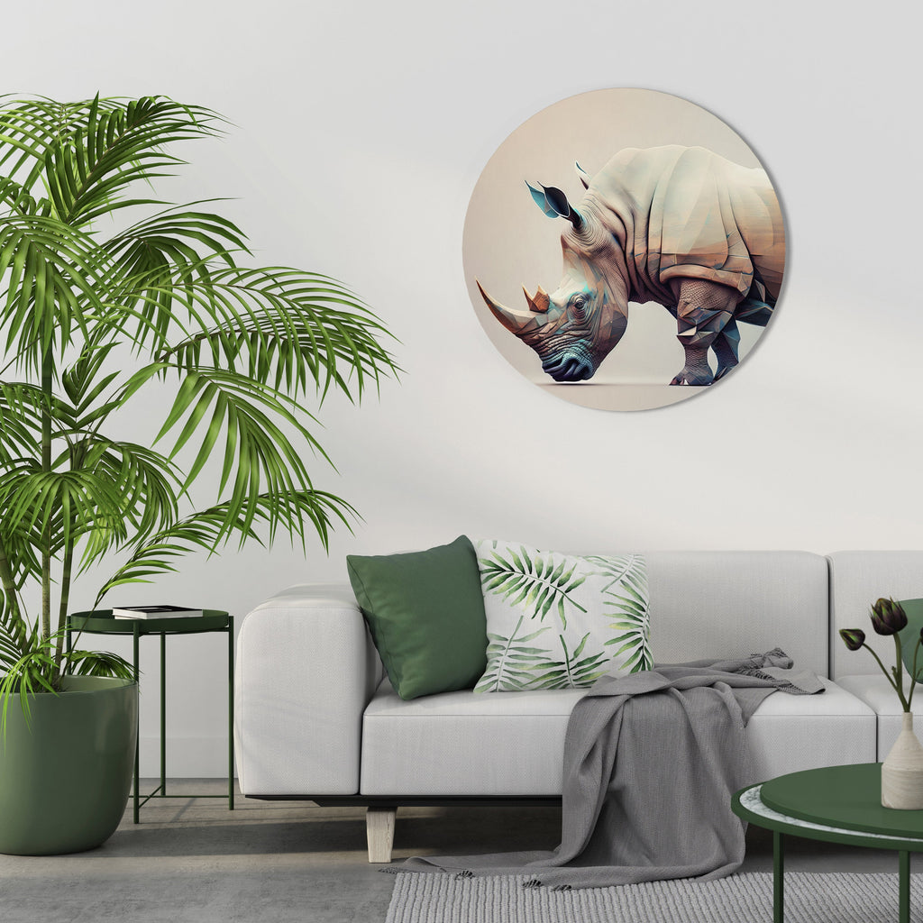 FUTURISTISCHES NASHORN Runde Wandkunst