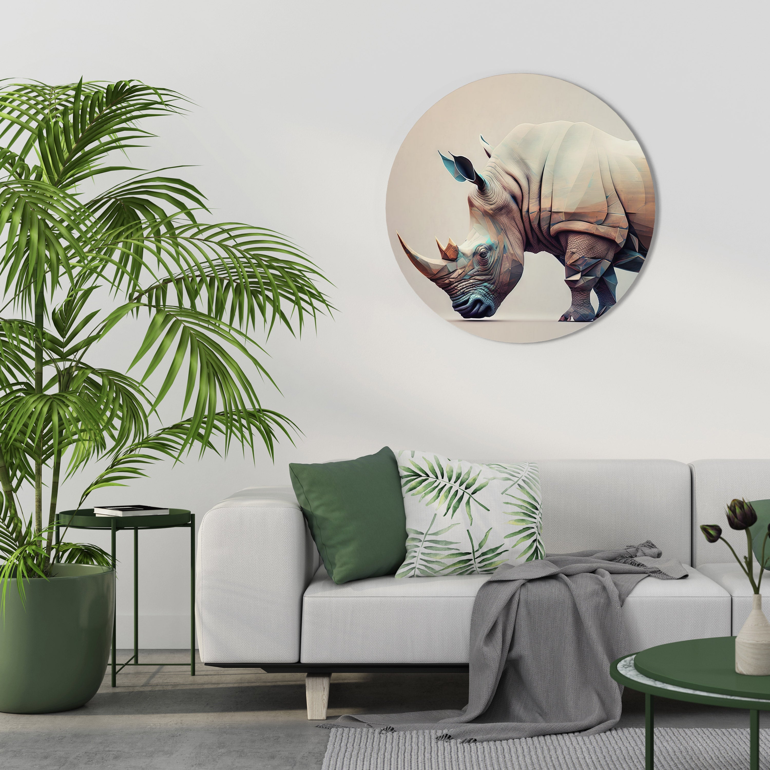 FUTURISTISCHES NASHORN Runde Wandkunst