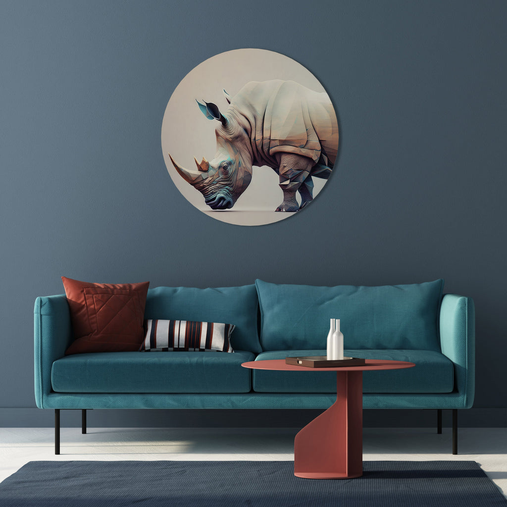 FUTURISTISCHES NASHORN Runde Wandkunst