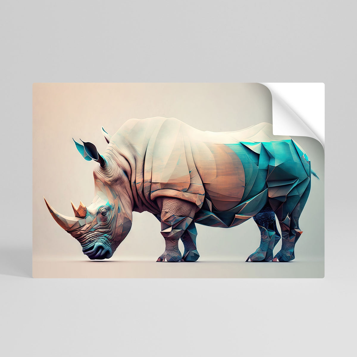 FUTURISTIC RHINO Selbstklebendes Horizontal-Poster