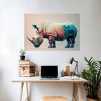 FUTURISTIC RHINO Selbstklebendes Horizontal-Poster