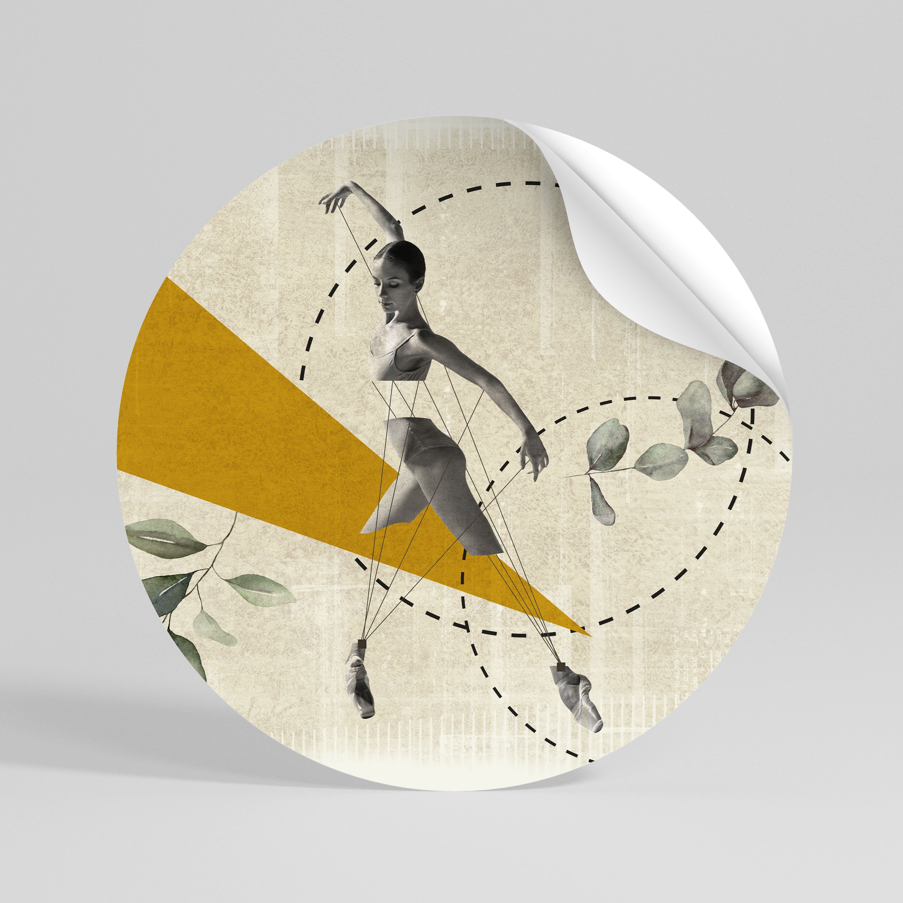 TRIANGLE MOVEMENT Runder Wandsticker zum Abziehen und Aufkleben