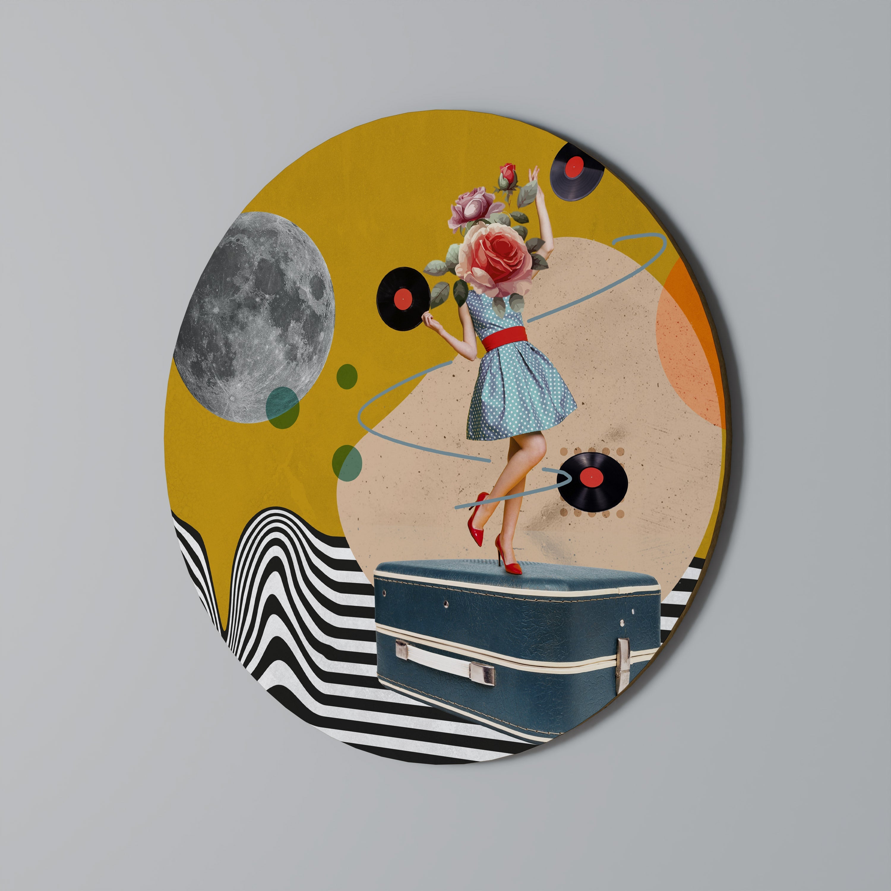 VINYL RETROSPECTION Runde Wandkunst