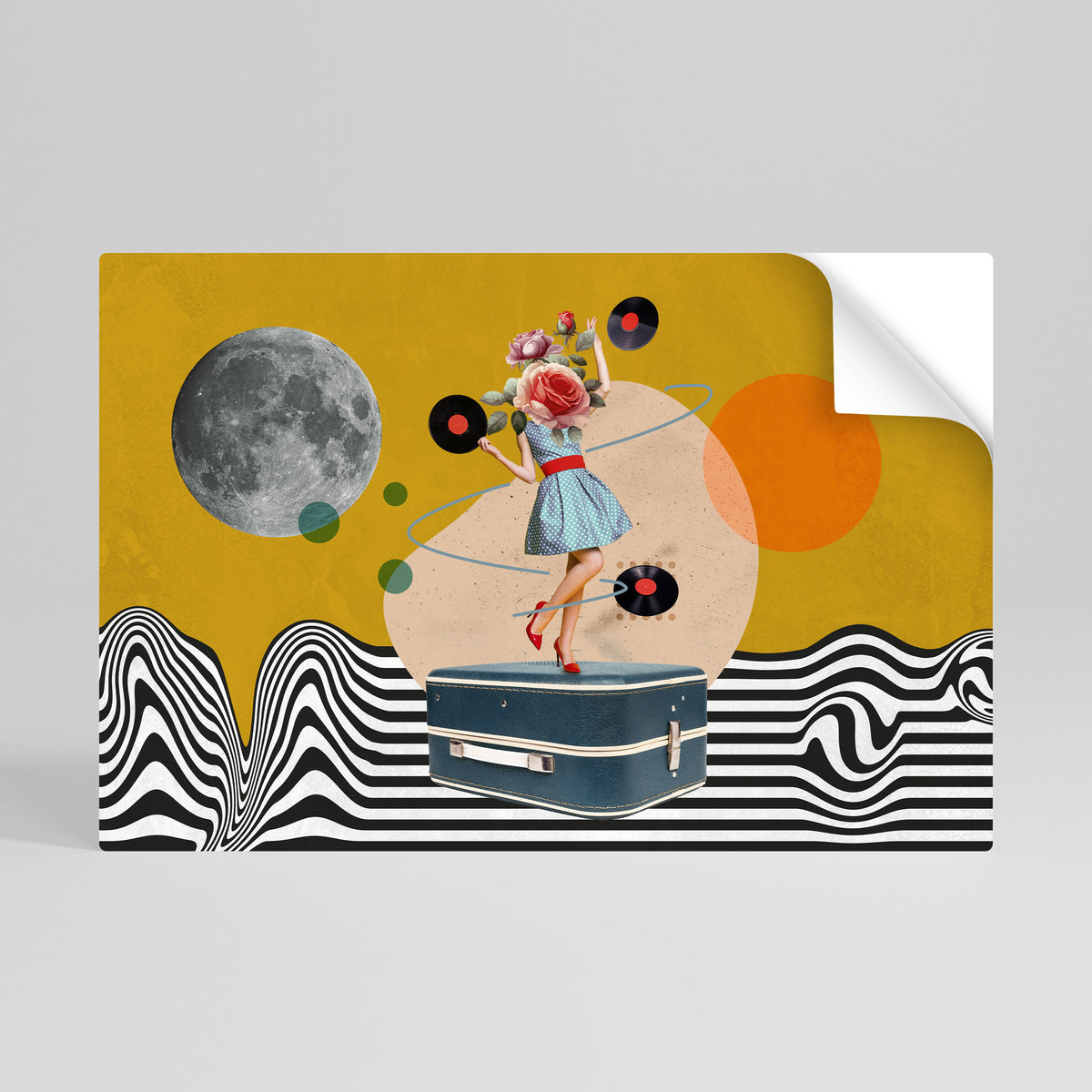 VINYL RETROSPECTION Selbstklebendes Horizontal-Poster