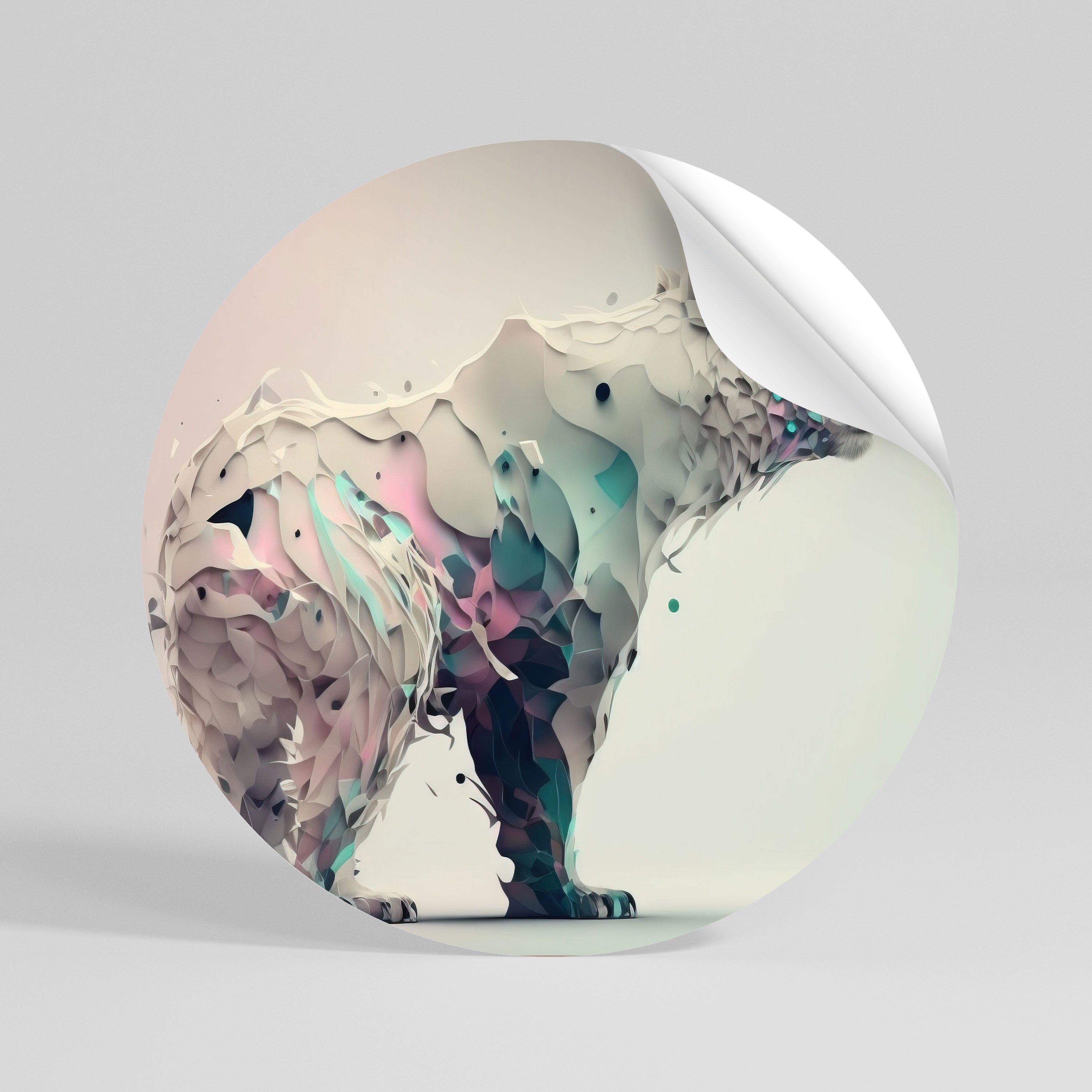 FUTURISTIC BEAR Runder Wandsticker zum Abziehen und Aufkleben