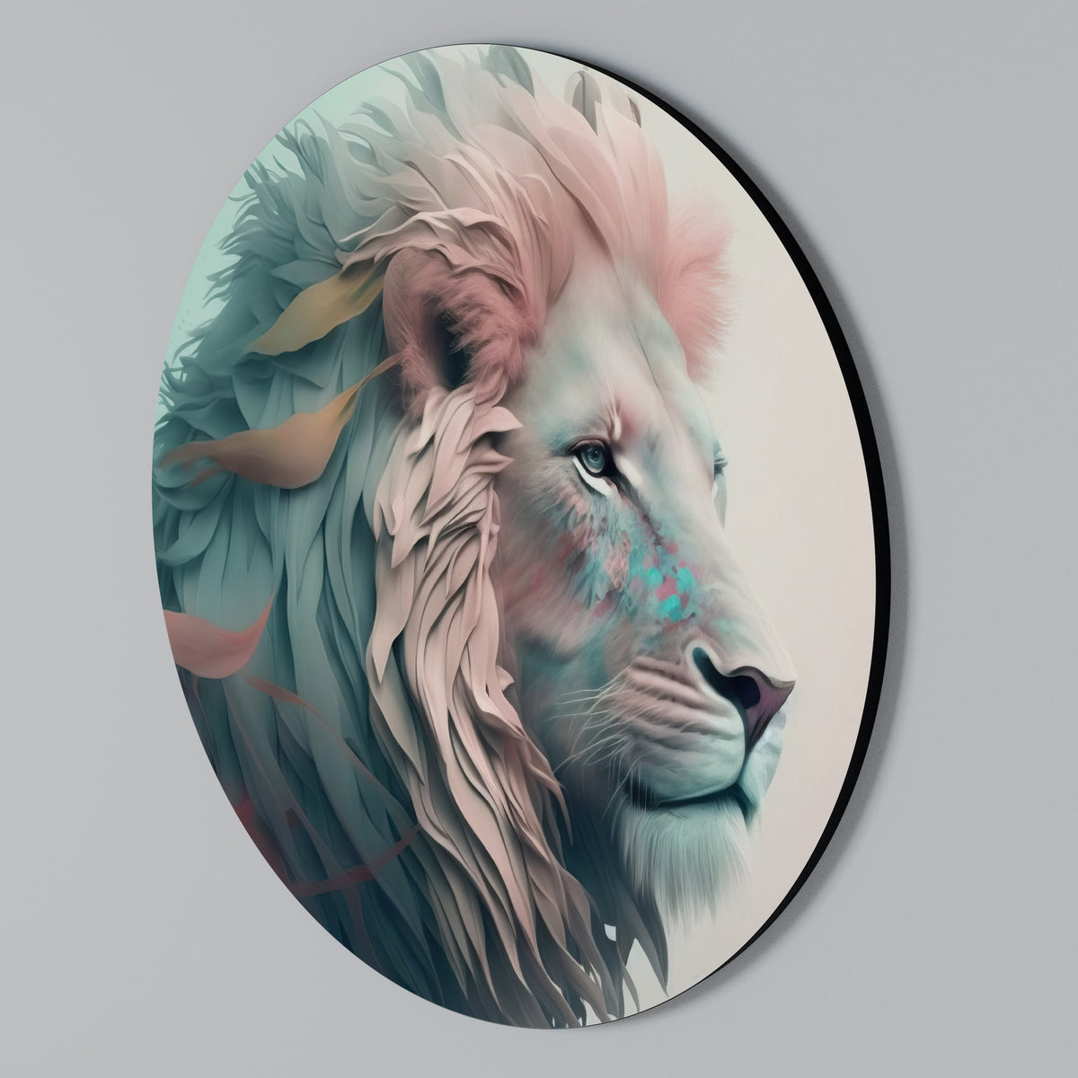 LUMINOUS LION MAJESTY Rundes Wandbild