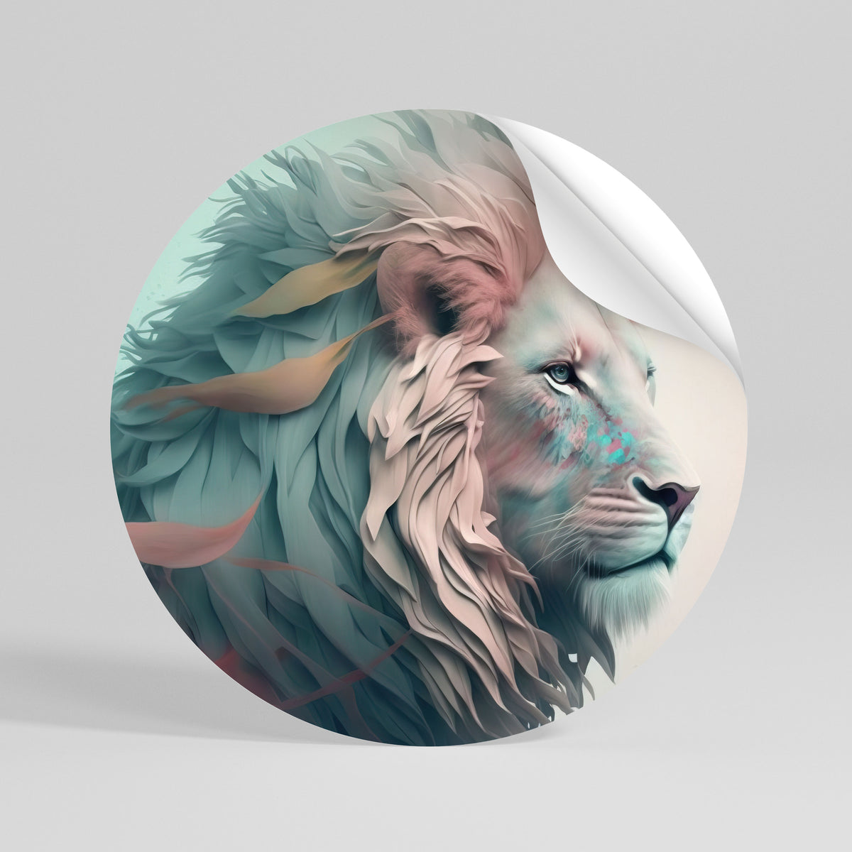 LUMINOUS LION MAJESTY Runder Wandsticker zum Abziehen und Aufkleben