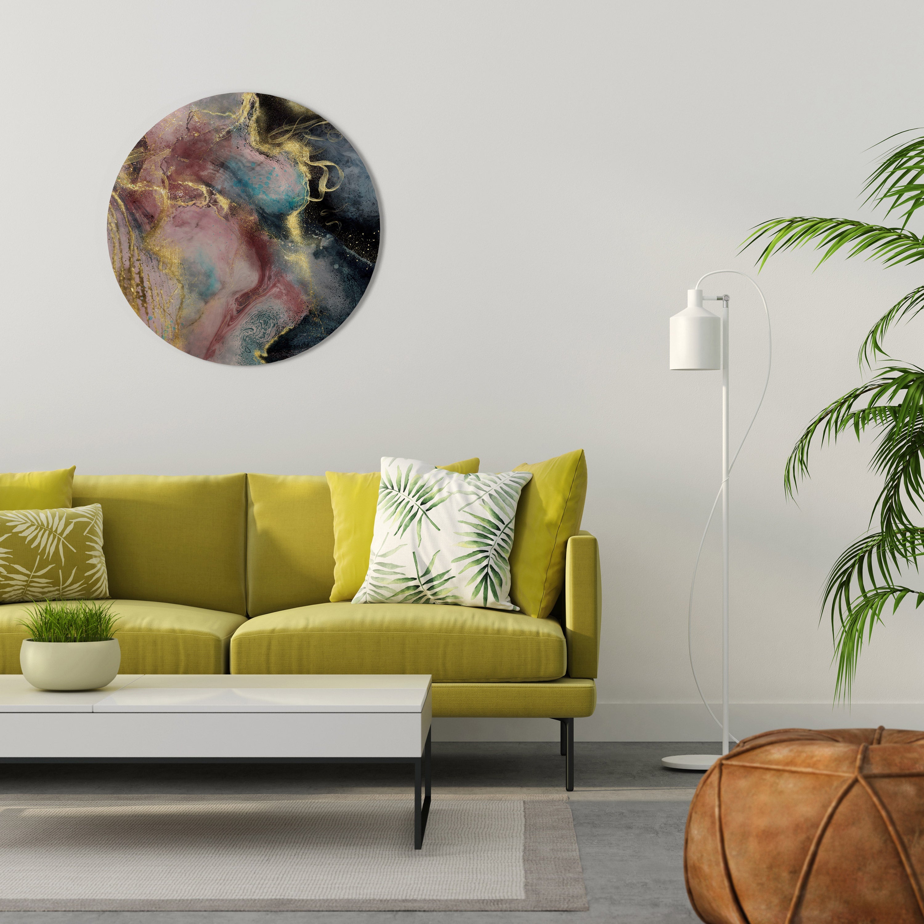 Erdiger Marmor, runde Wandkunst