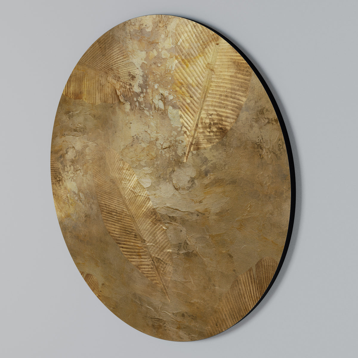 GILDED LEAF CASCADE Rundes Wandbild