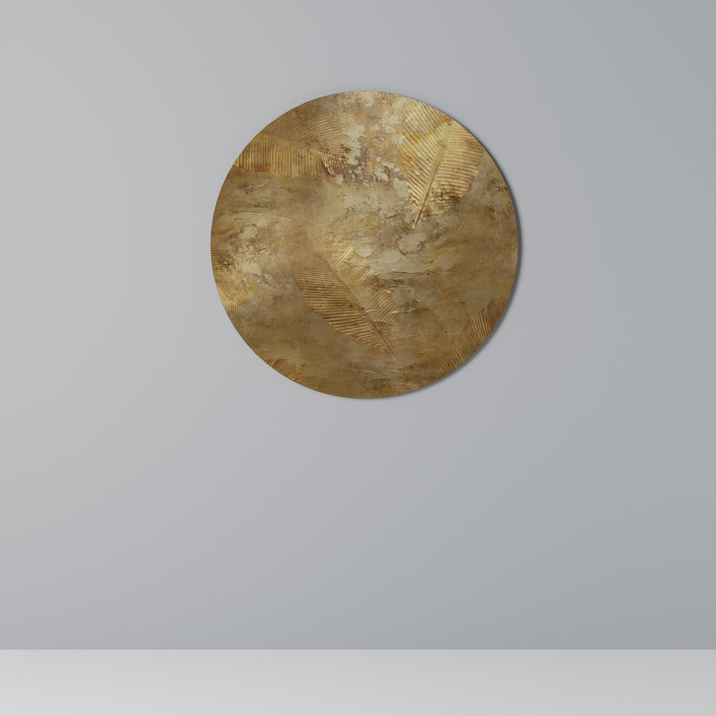 Runde Wandkunst „GILDED LEAF CASCADE“