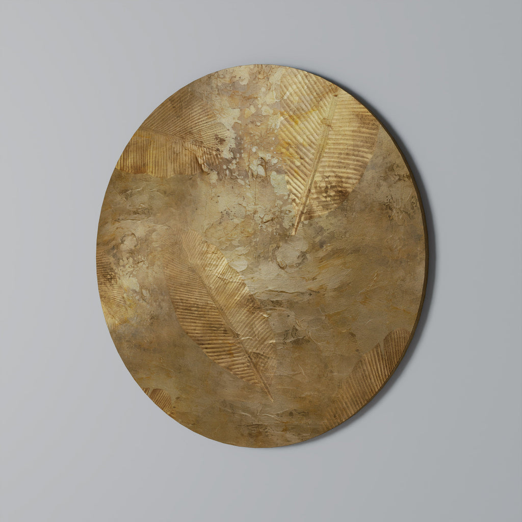 Runde Wandkunst „GILDED LEAF CASCADE“