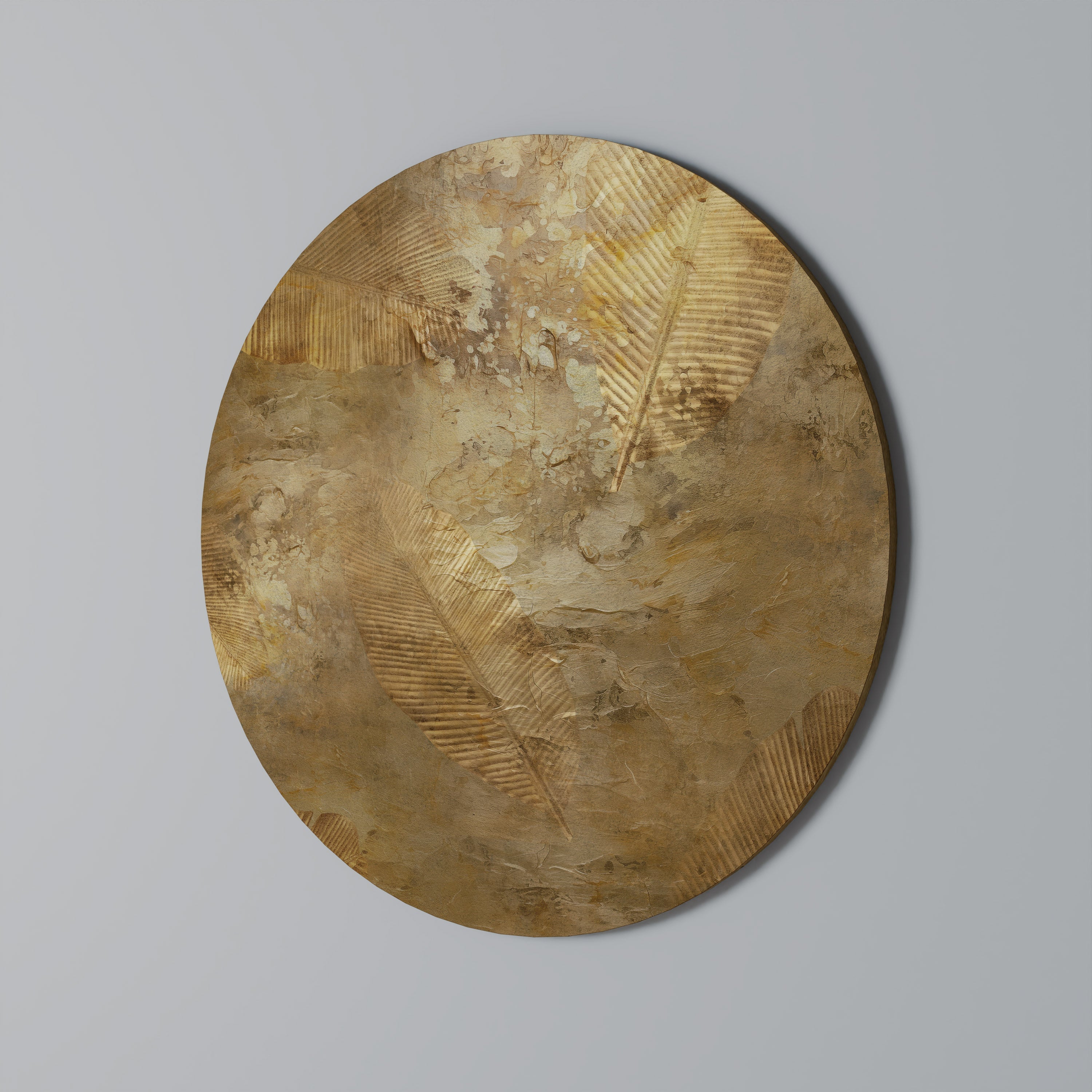 Runde Wandkunst „GILDED LEAF CASCADE“