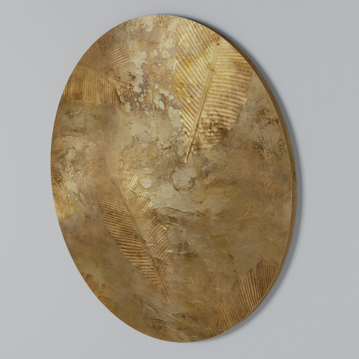 GILDED LEAF CASCADE Rundes Wandbild