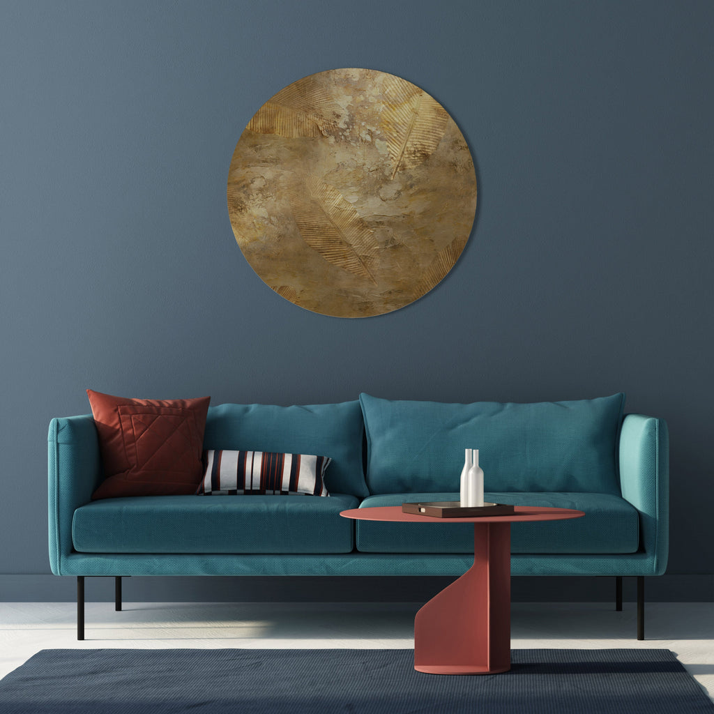 Runde Wandkunst „GILDED LEAF CASCADE“