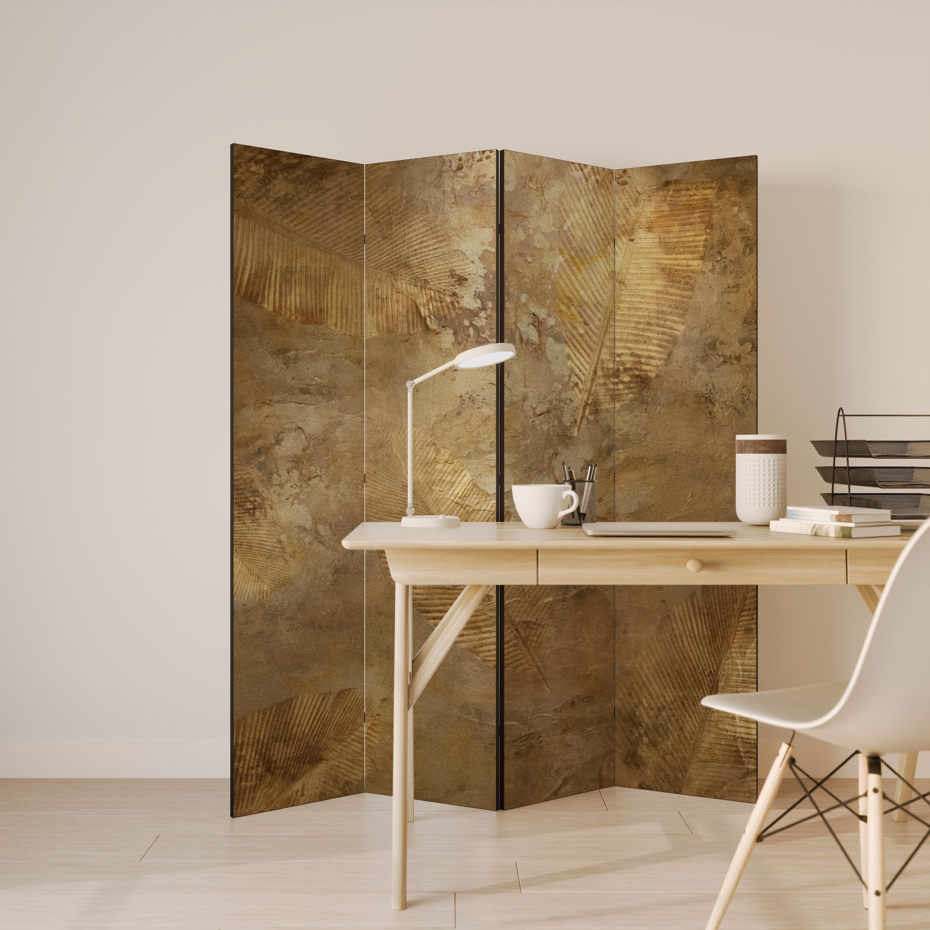 GILDED LEAF CASCADE Dekorativer 4-teiliger Raumteiler