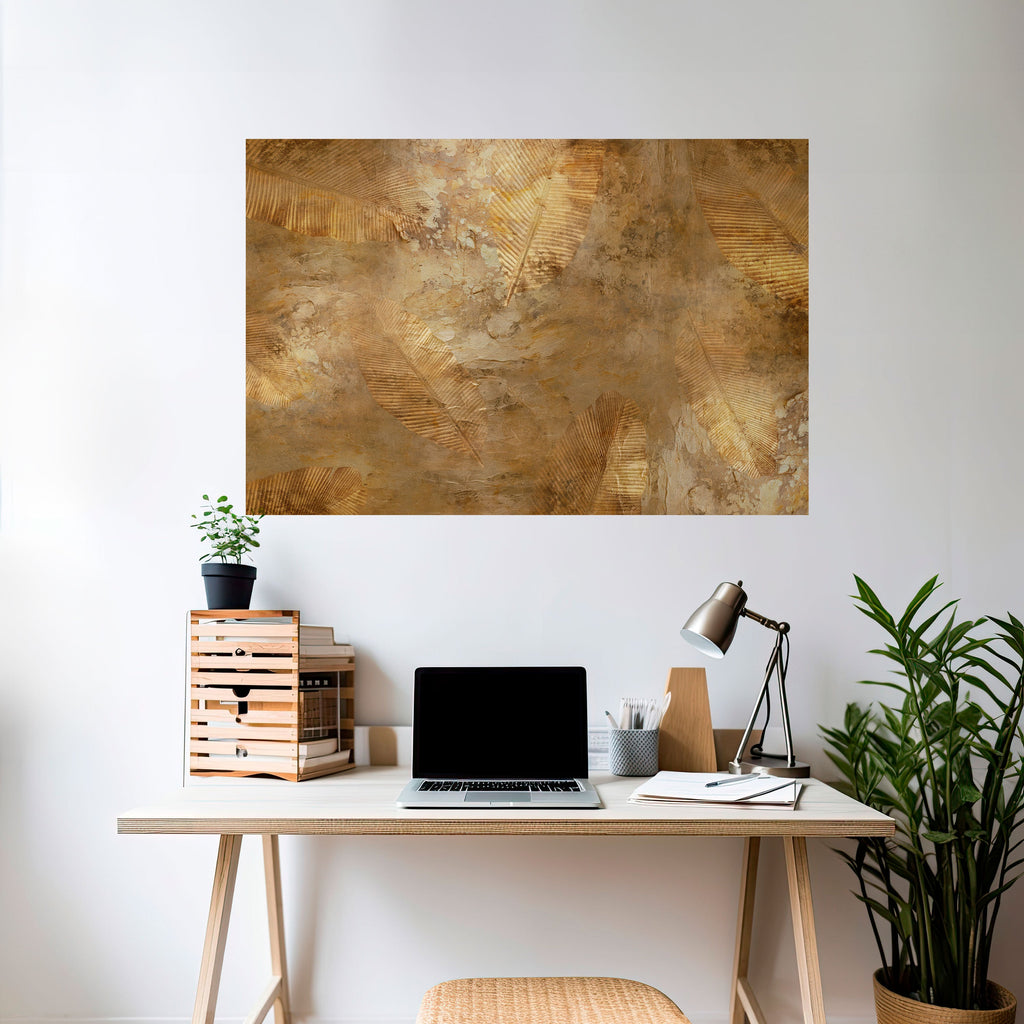 Horizontales Poster „GILDED LEAF CASCADE“ zum Abziehen und Aufkleben