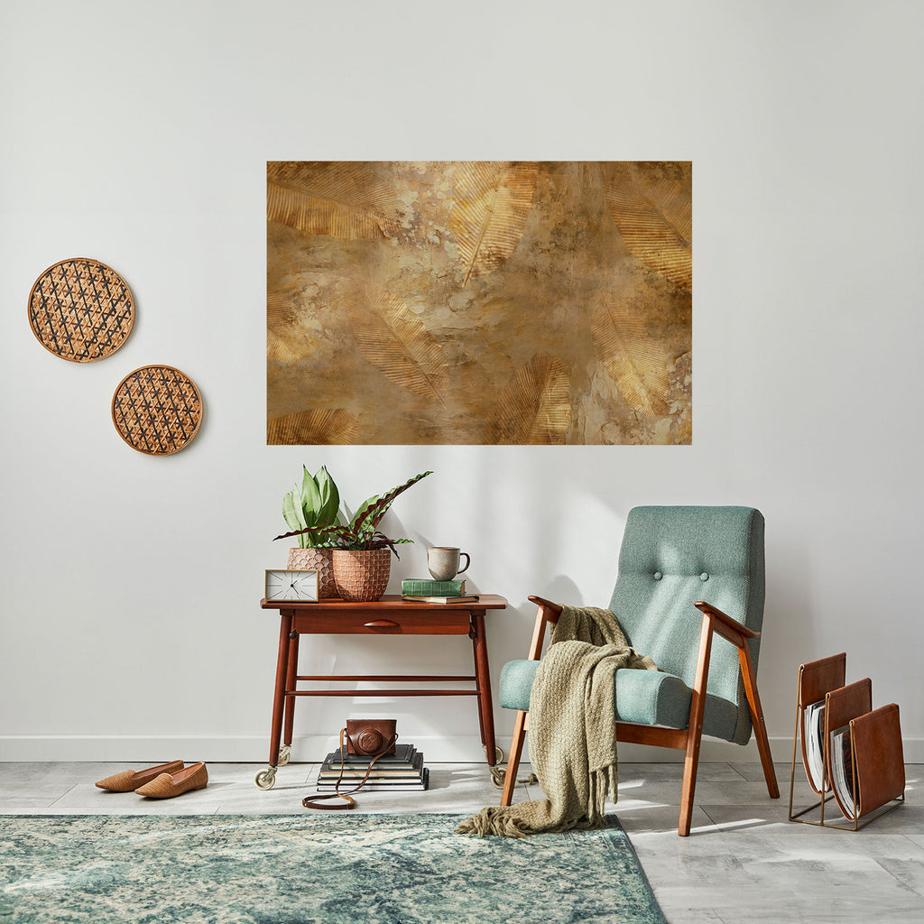 Horizontales Poster „GILDED LEAF CASCADE“ zum Abziehen und Aufkleben