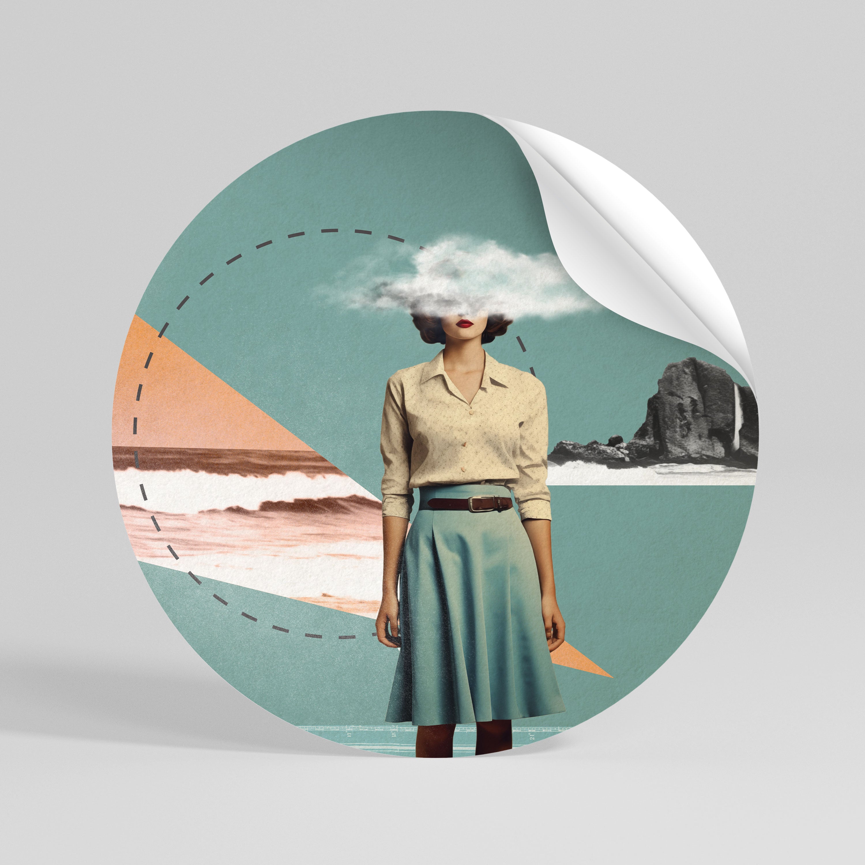 RETRO RESONANCE Runder Wandsticker zum Abziehen und Aufkleben