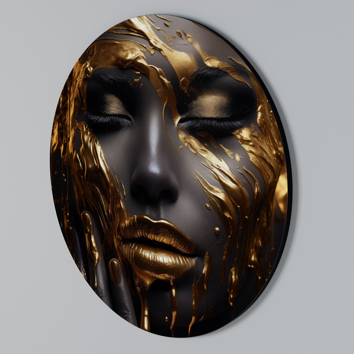 GOLDEN GODDESS Rundes Wandbild