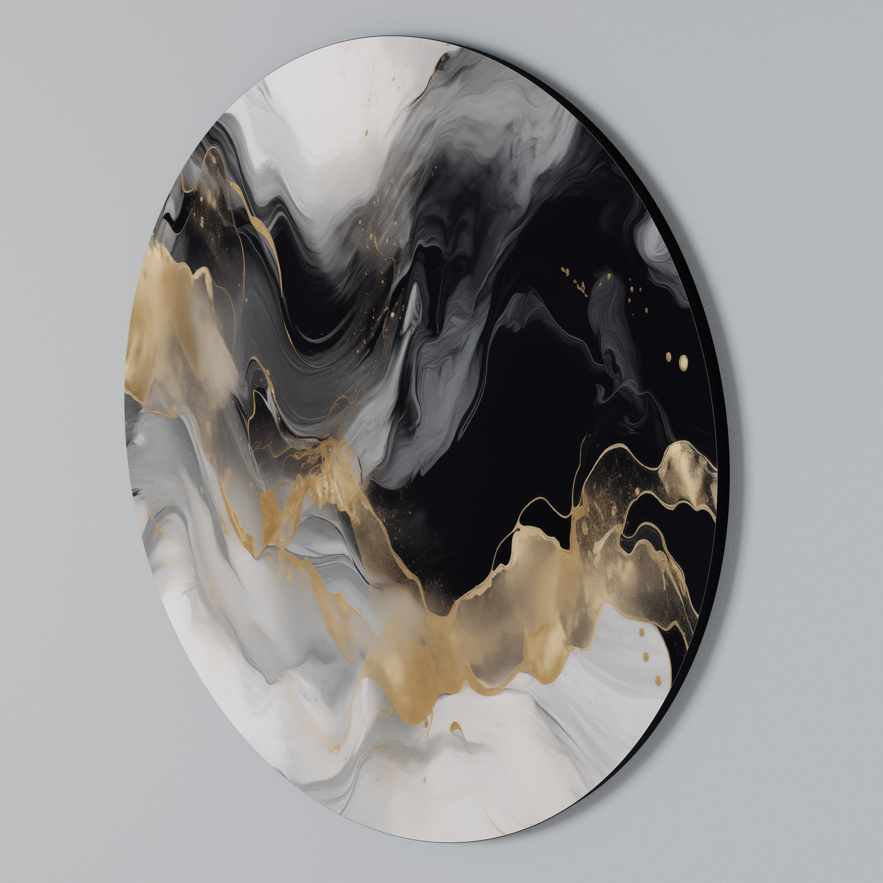 BLACK AND WHITE CONFLUENCE Round Wall Art