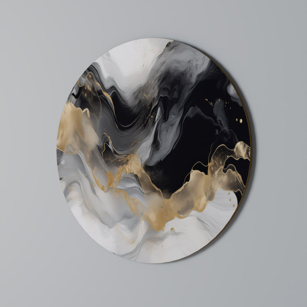 BLACK AND WHITE CONFLUENCE Runde Wanddekoration Ø 69 cm