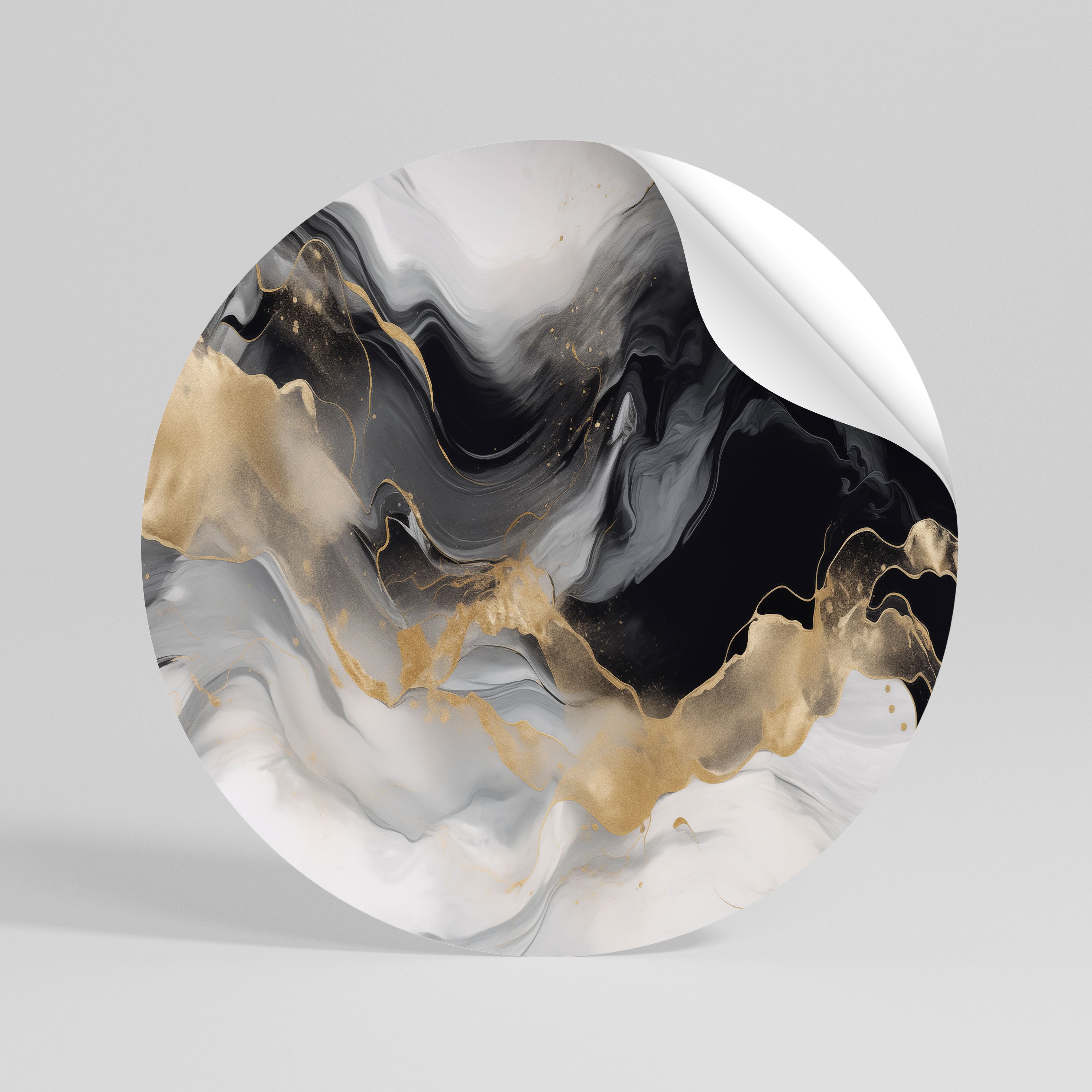 BLACK AND WHITE CONFLUENCE Runder Wandsticker zum Abziehen und Aufkleben