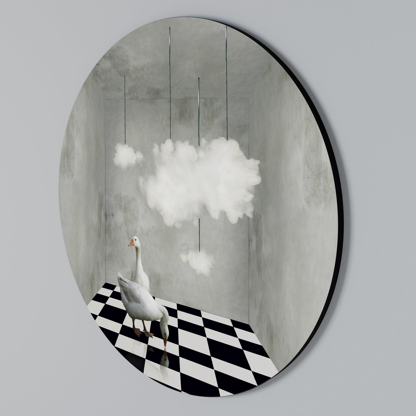 CHESS CLOUD SWAN Rundes Wandbild