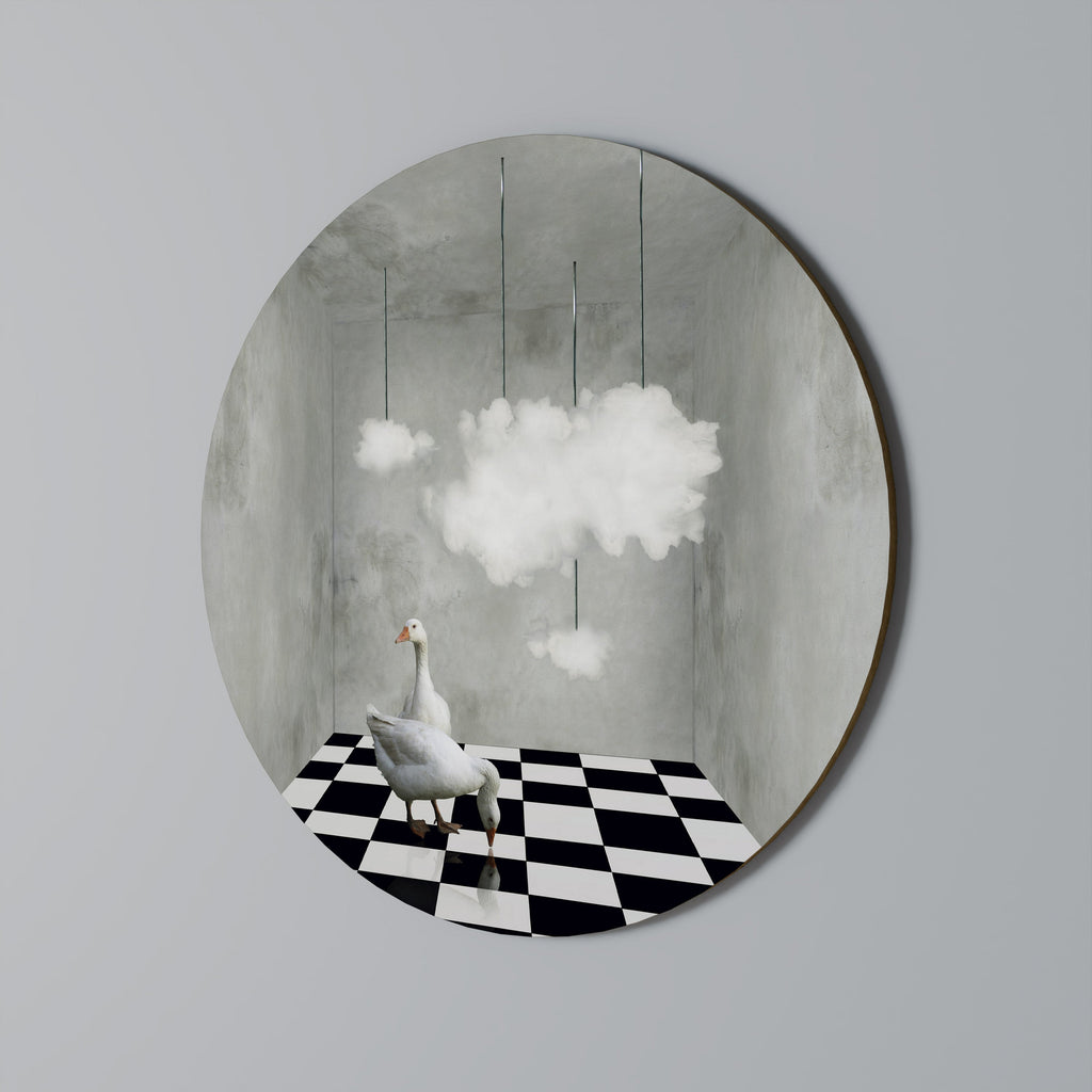 CHESS CLOUD SWAN Runde Wanddekoration Ø 69 cm