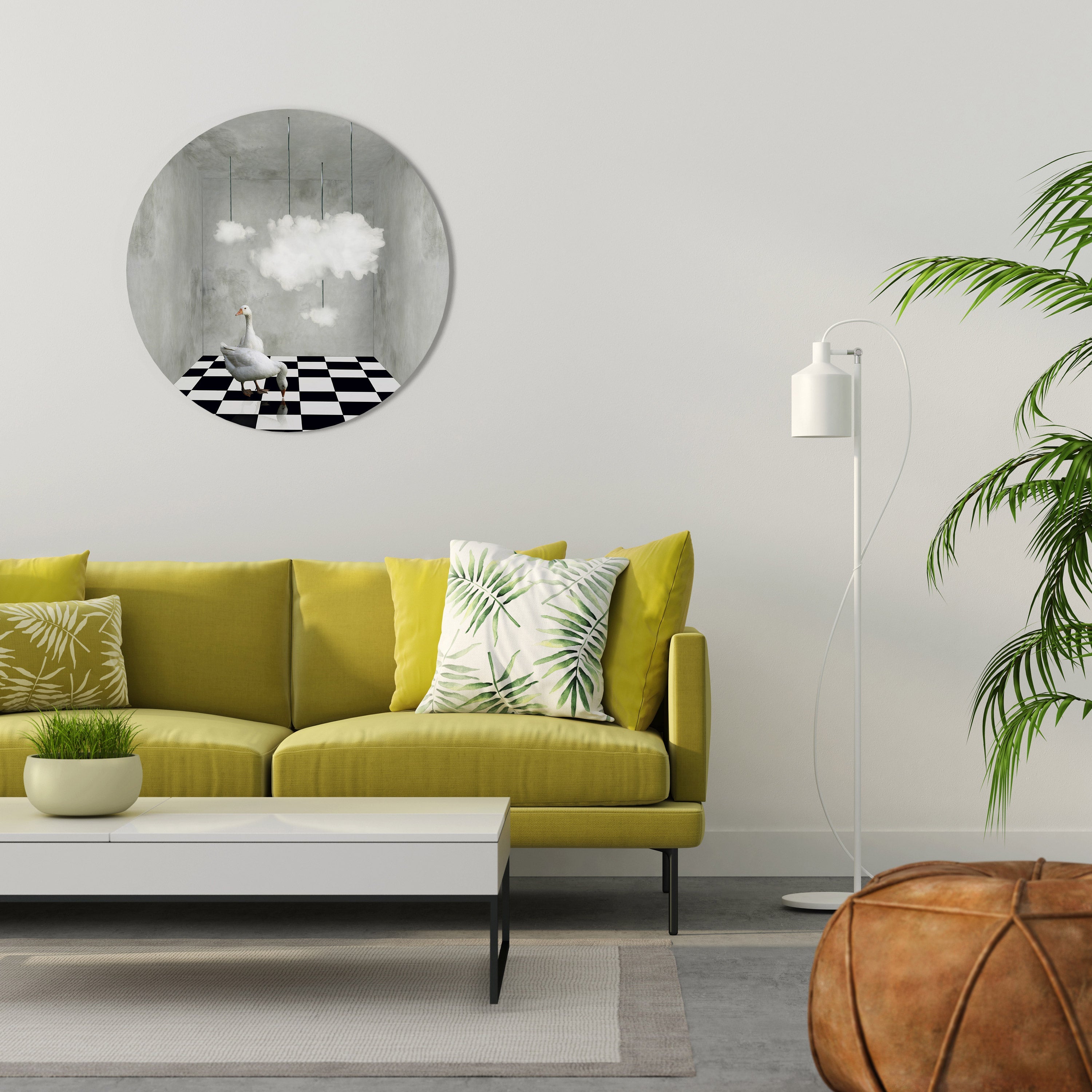 CHESS CLOUD SWAN Runde Wanddekoration Ø 69 cm