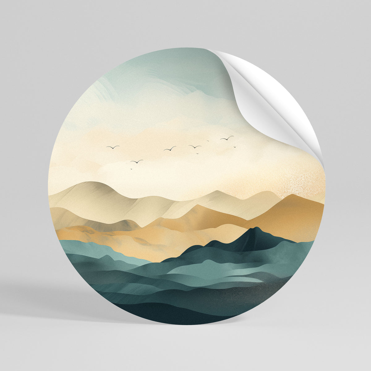 MOUNTAIN MELODY Runder Wandsticker zum Abziehen und Aufkleben