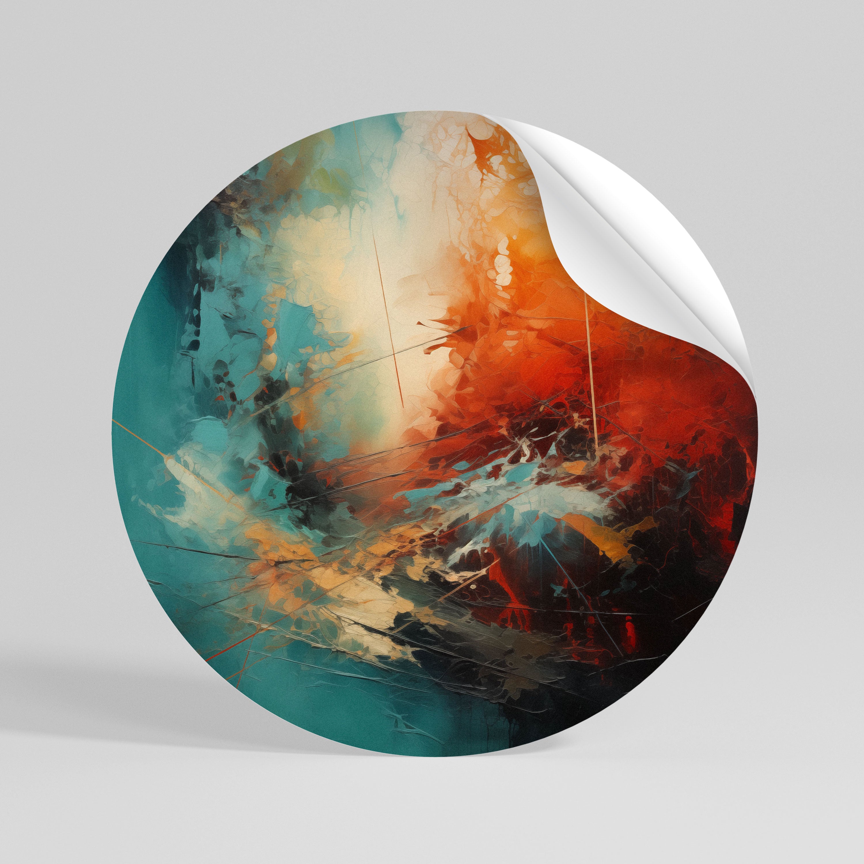 FIERY FUSION Runder Wandsticker zum Abziehen und Aufkleben