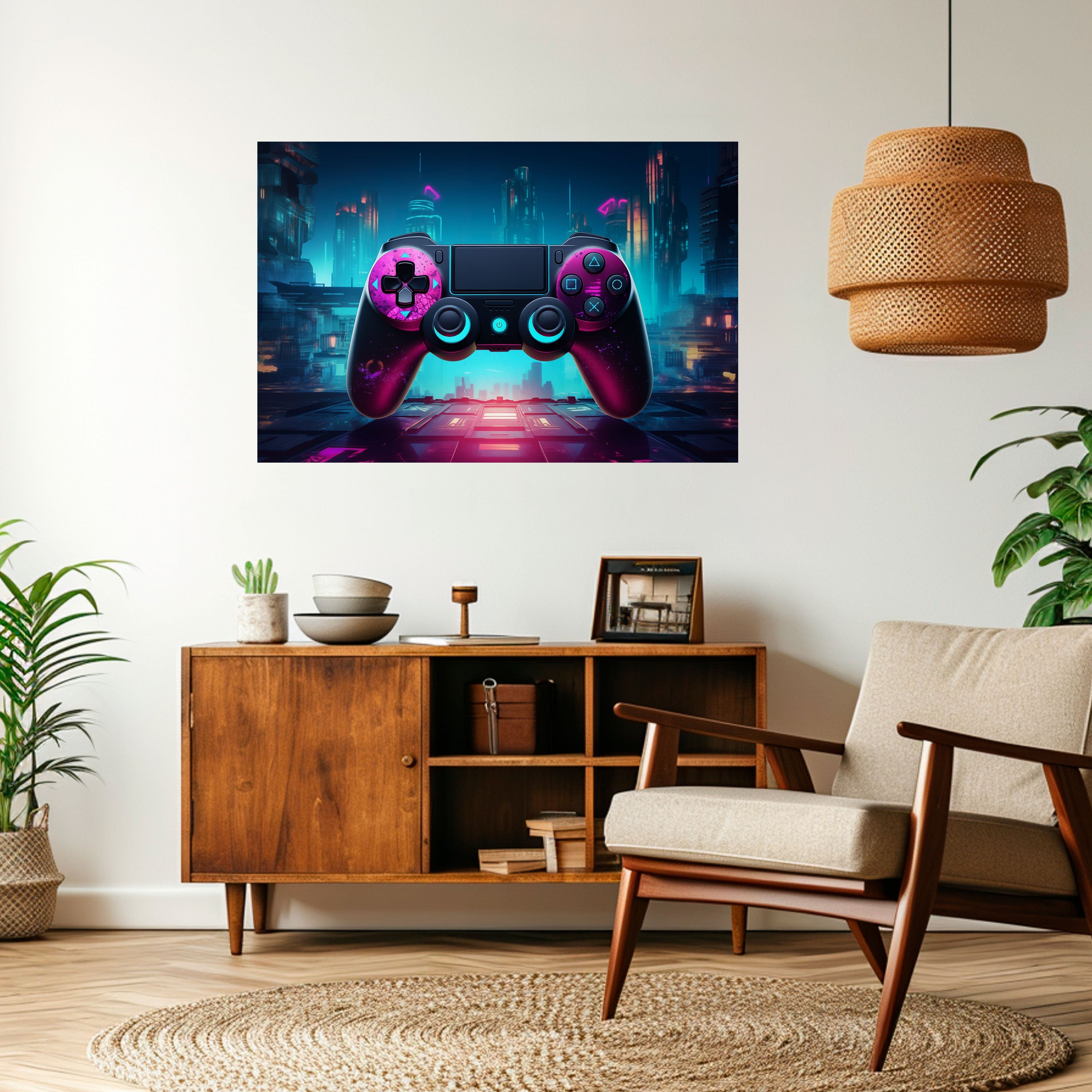 SYNTHWAVE PAD Peel and Stick Horizontal Poster