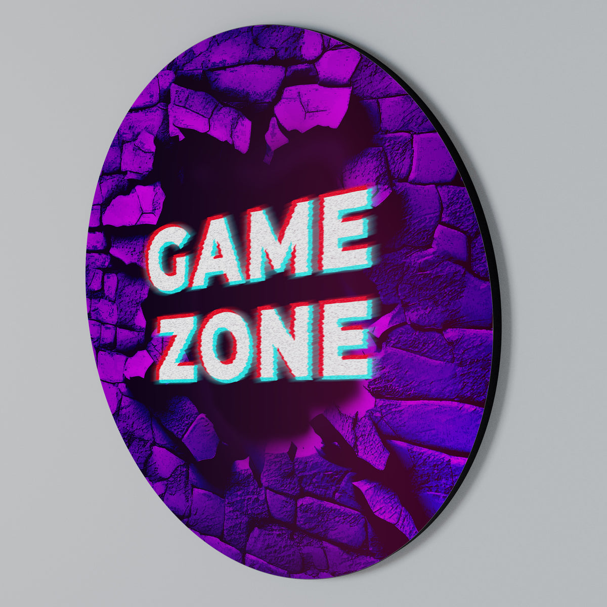LUMINOUS GAME ZONE Rundes Wandbild