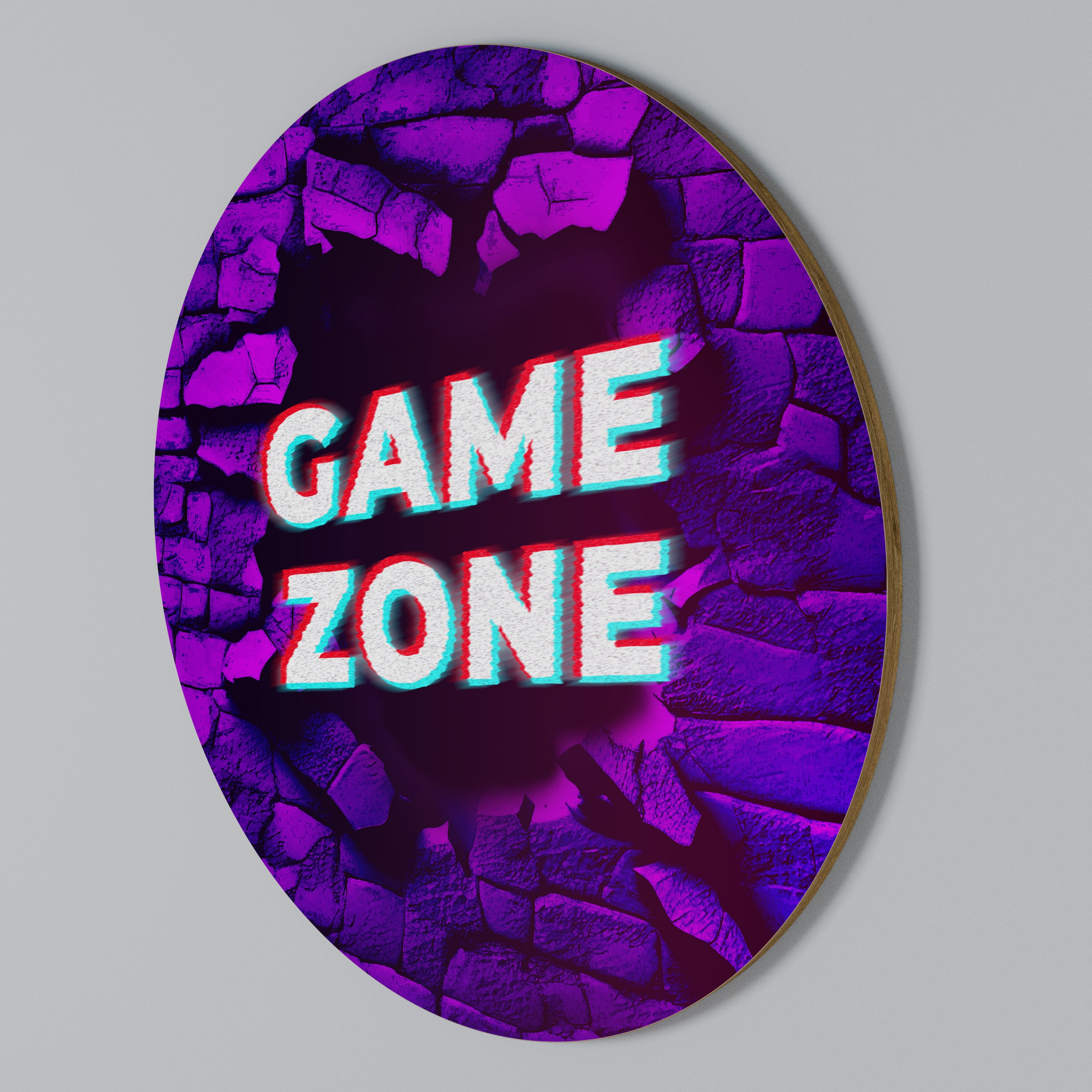 LUMINOUS GAME ZONE Rundes Wandbild